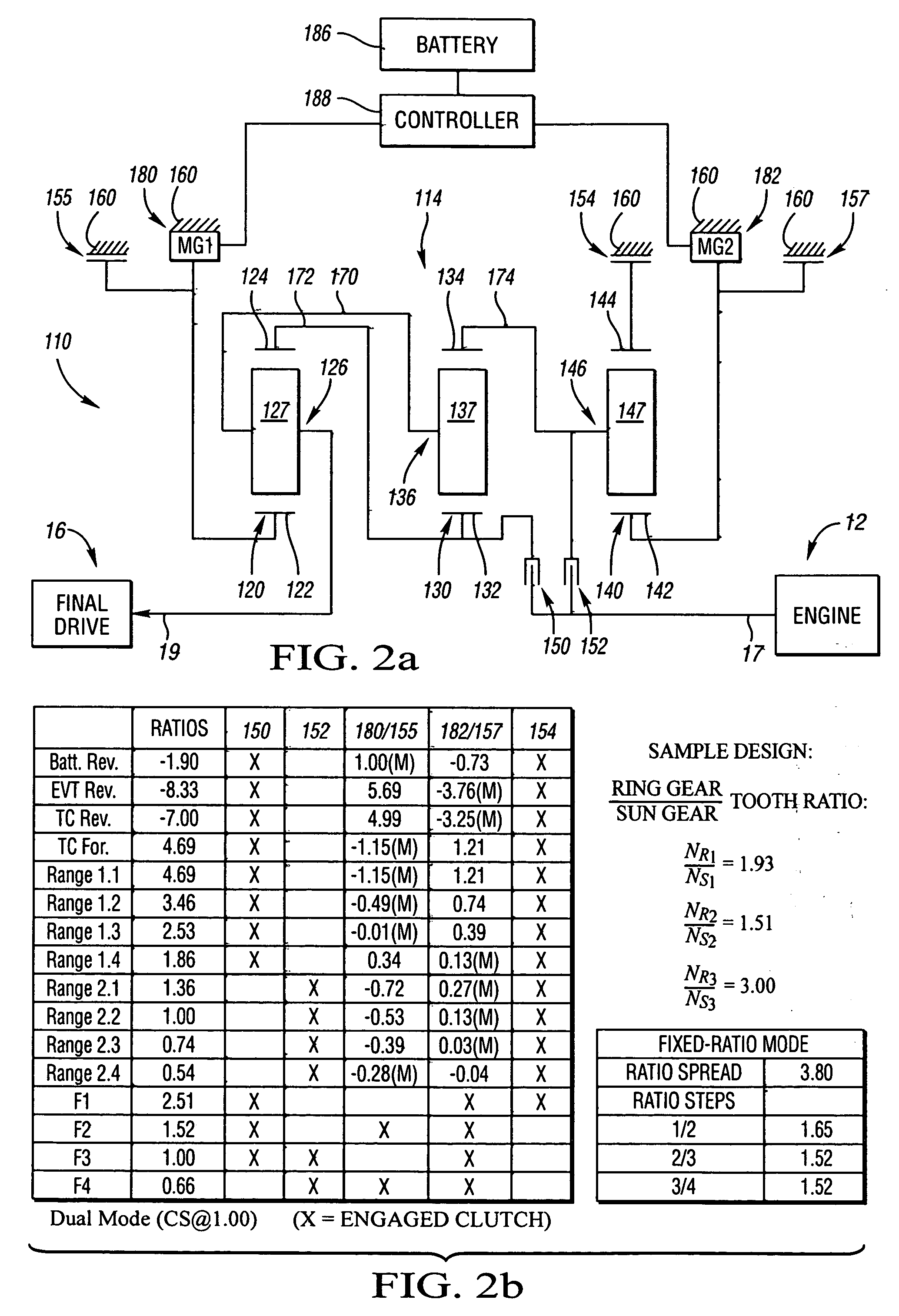 Electrically variable transmission having two or three planetary gear sets with two or three fixed interconnections