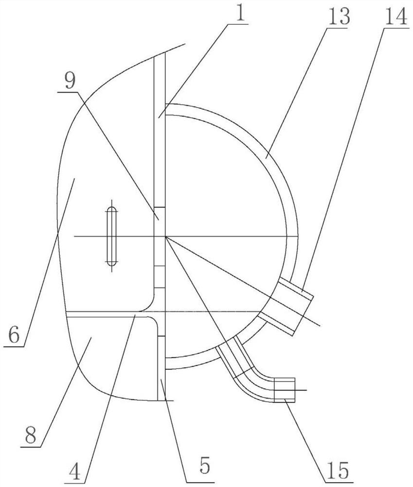 Shell pass exhaust and pollution discharge structure suitable for vertical shell-and-tube waste boiler heat exchanger