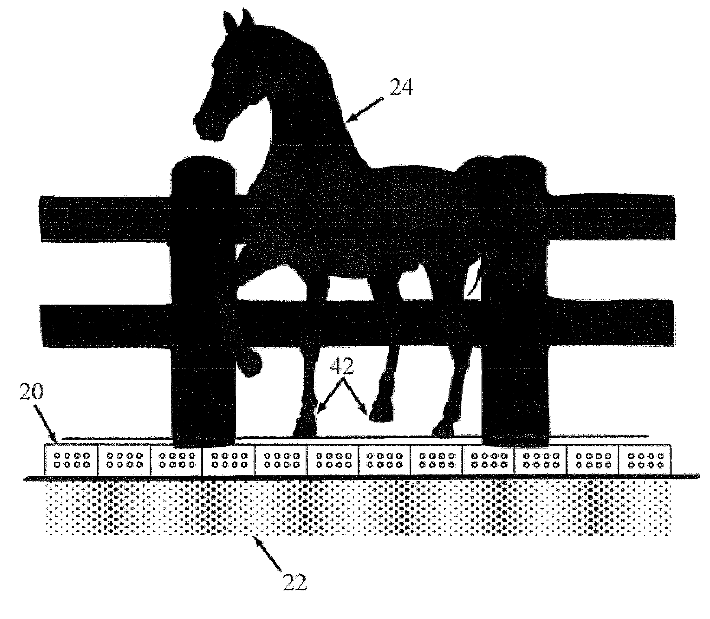 Method of reducing mud in an animal stable, pen, paddock, or arena