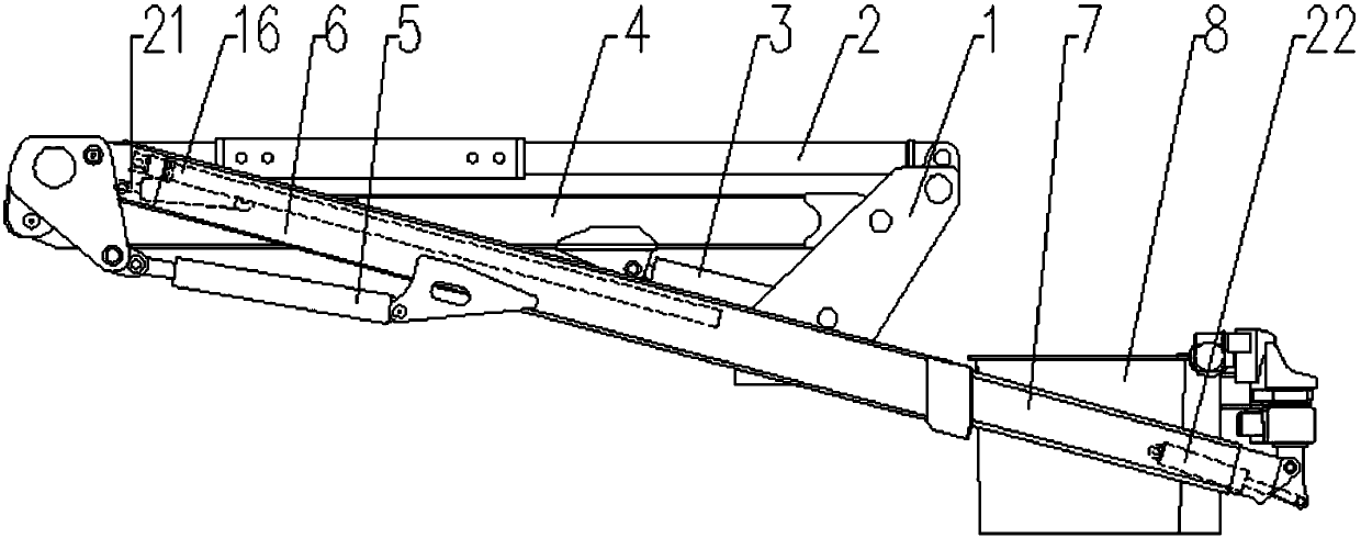 Small connecting lever insulated overhead working truck cantilever crane and control system thereof