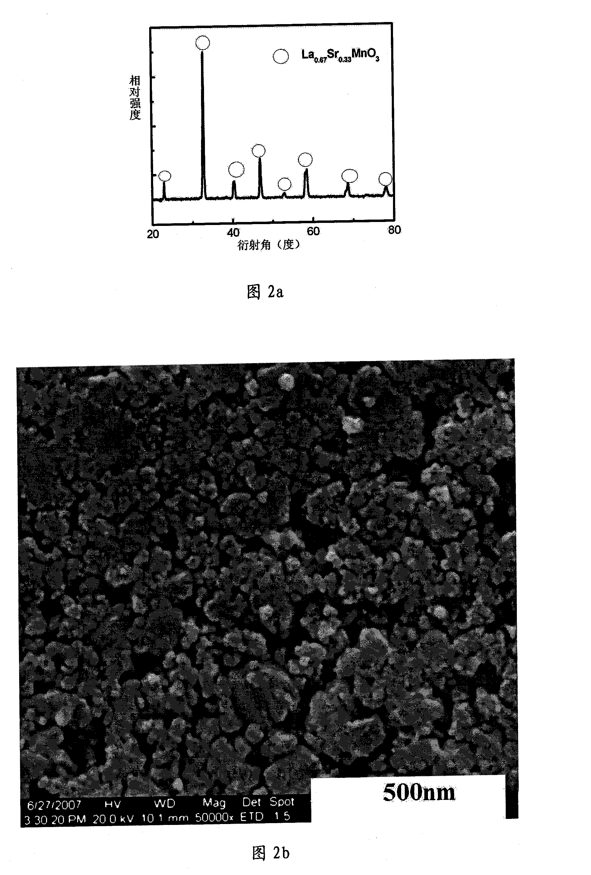 Method for preparing nano lanthanum-strontium-manganese oxide