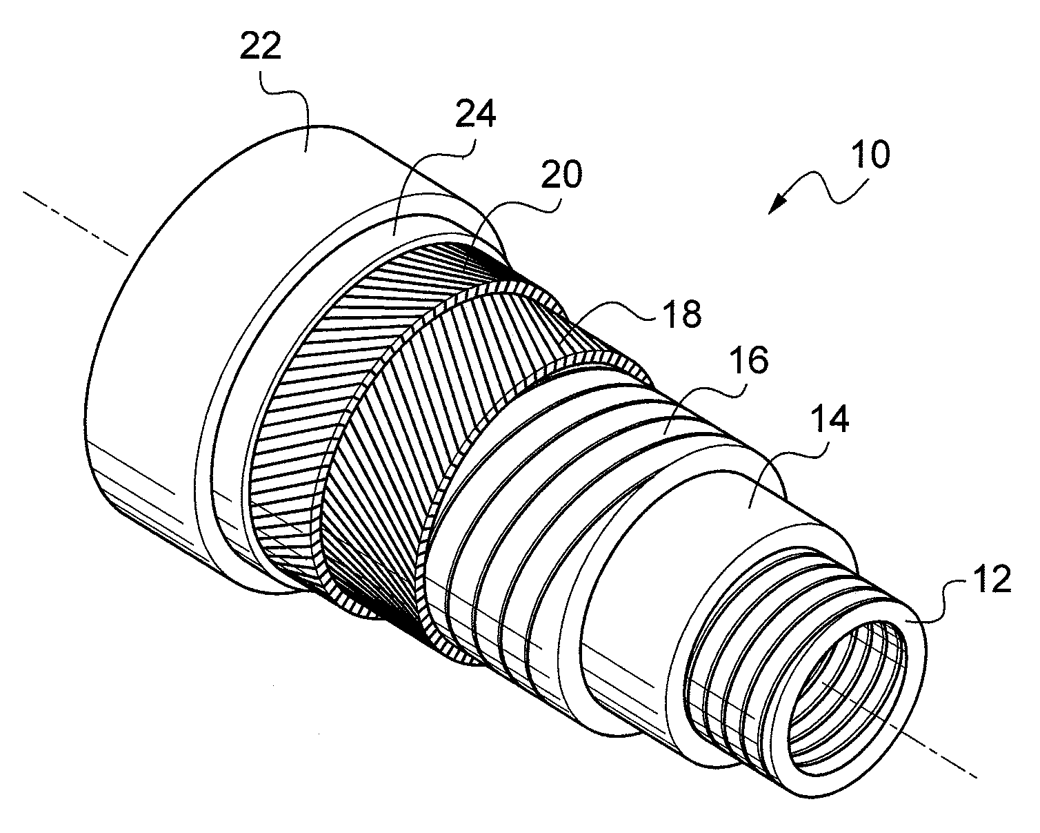 Flexible tubular underwater pipe for great depths, and method for manufacturing same