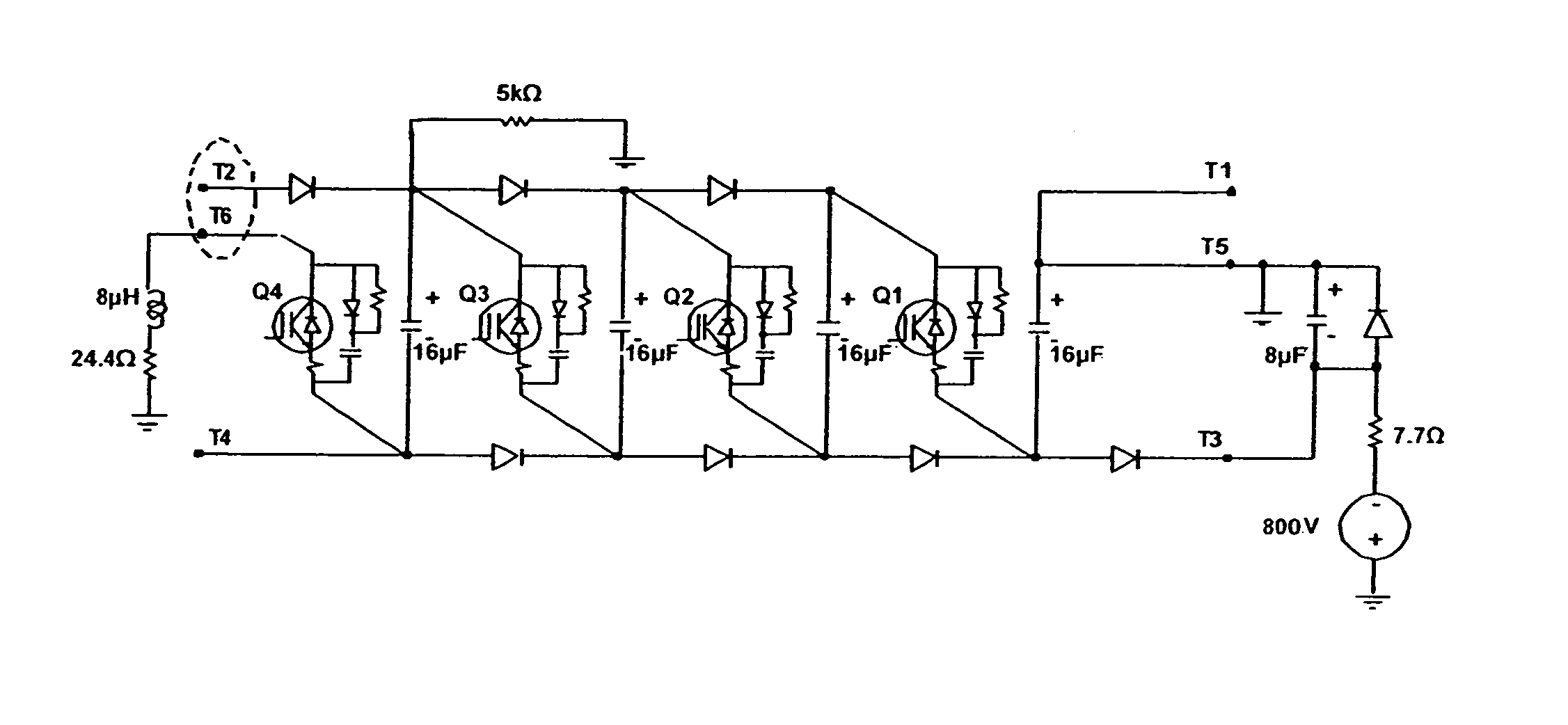 Apparatus for producing voltage and current pulses