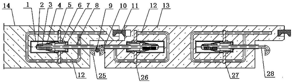 Taper spring sleeve for prefabricated parts of underground comprehensive pipe gallery - card sleeve connection assembly device