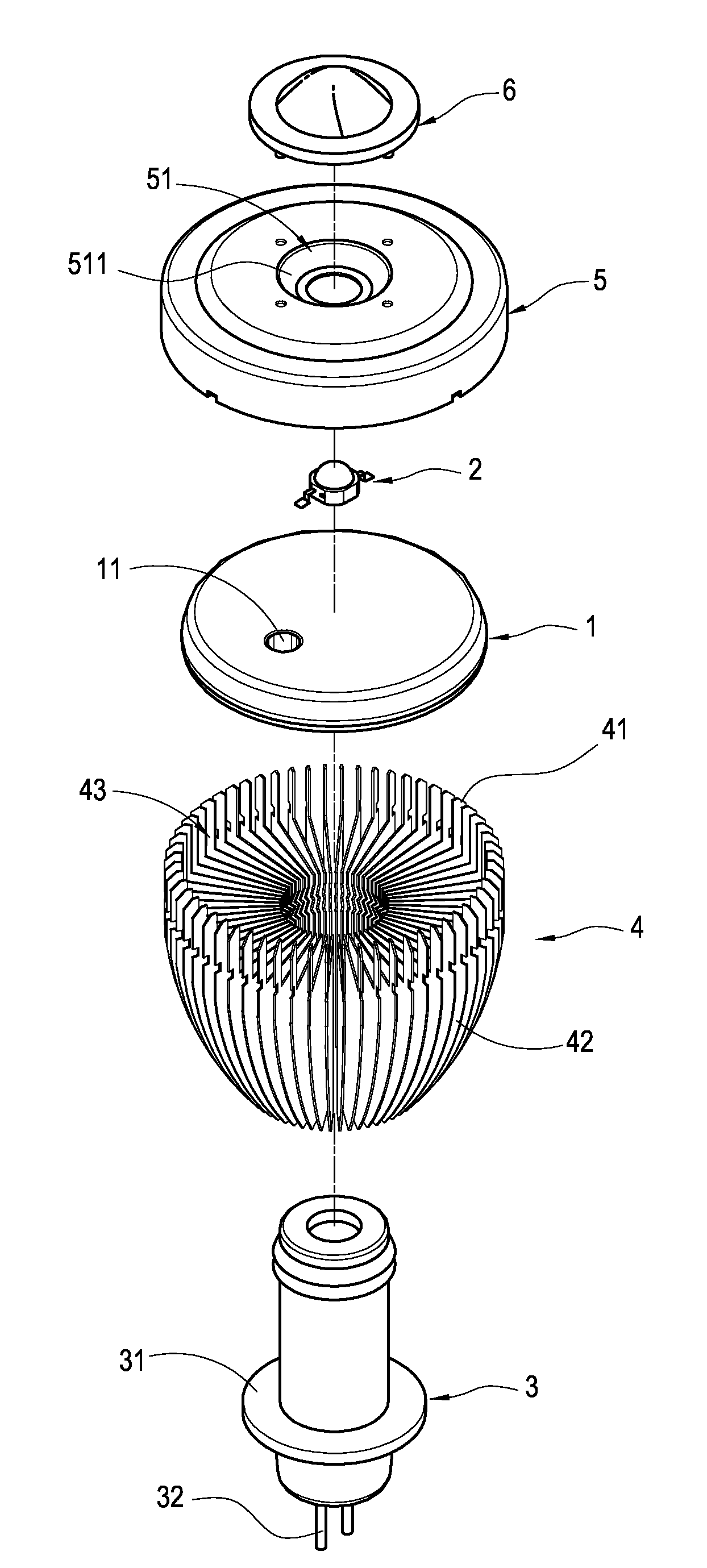Heat Dissipating LED Signal Lamp Source Structure
