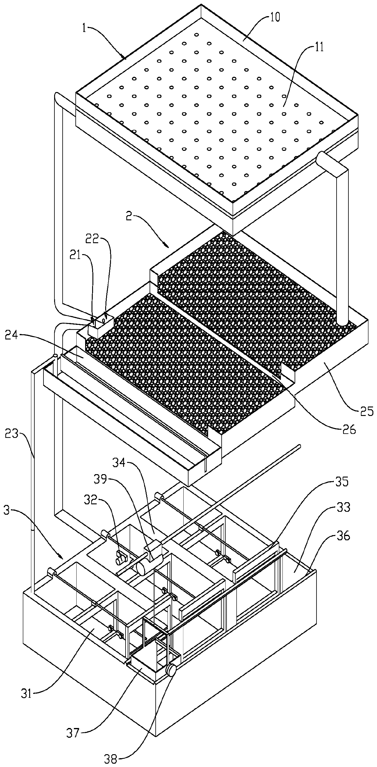 Vegetable soilless culture and fish culture synthetic system