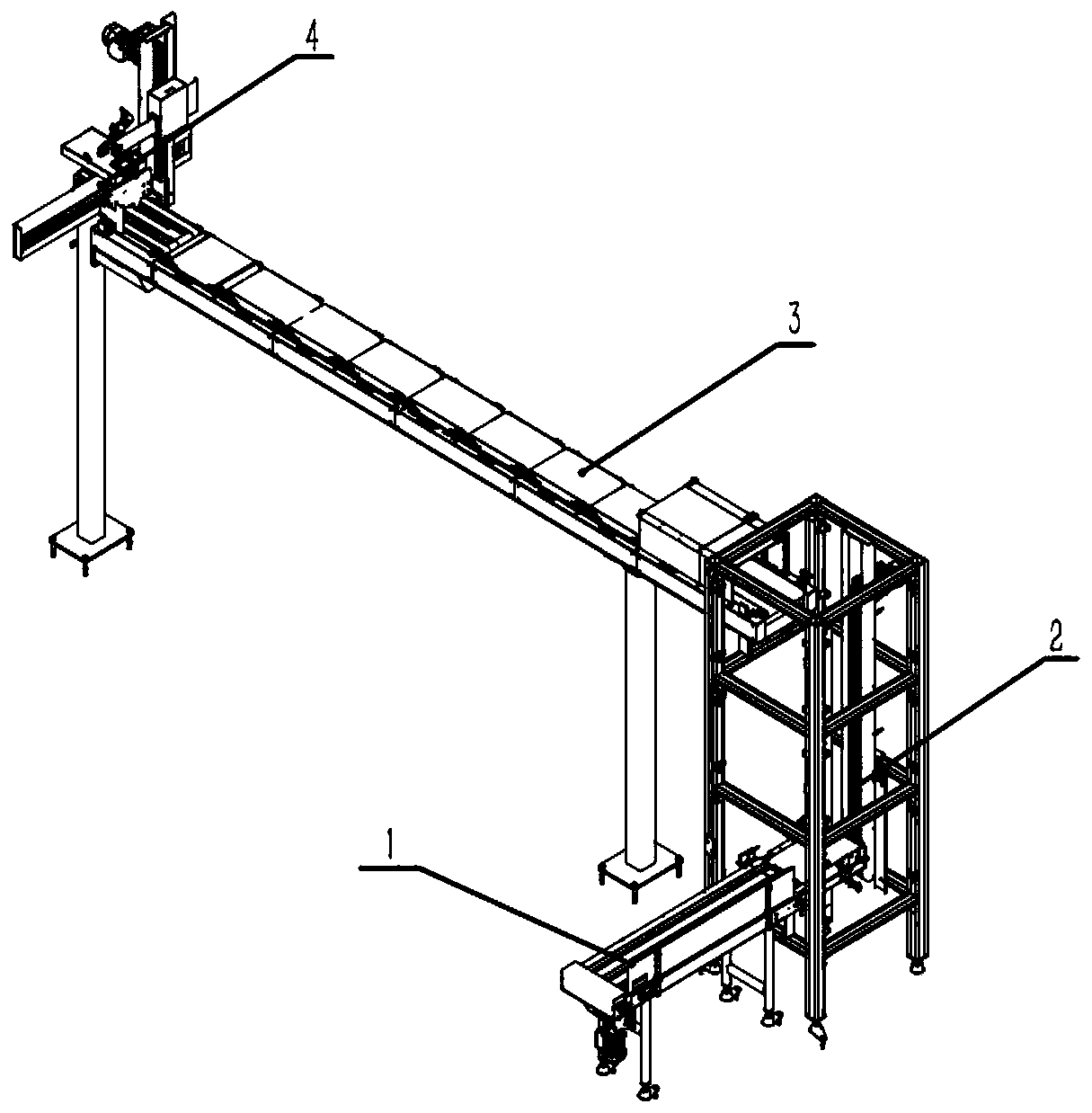 Strip box paper temporary storage conveying device