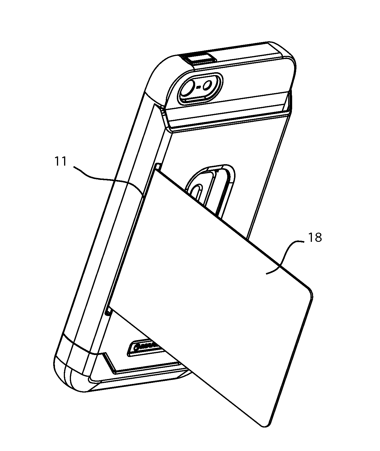 Smartphone case with charge card pocket and stand-up support facility