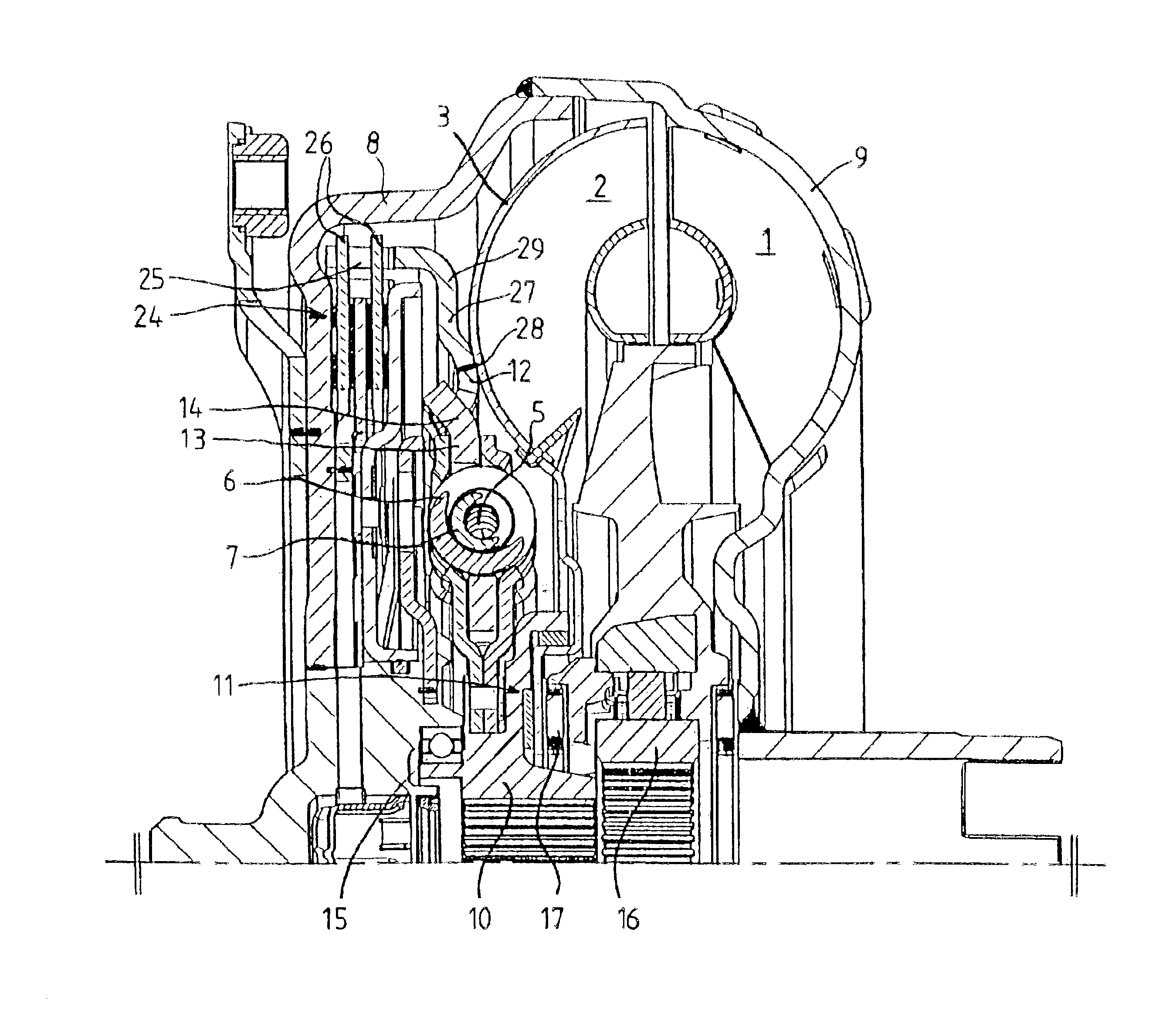 Hydraulic clutch with a turbine torsional vibration damper