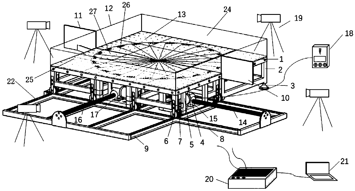 Physical model experiment device for simulating deformation damage process of building and structure on slope