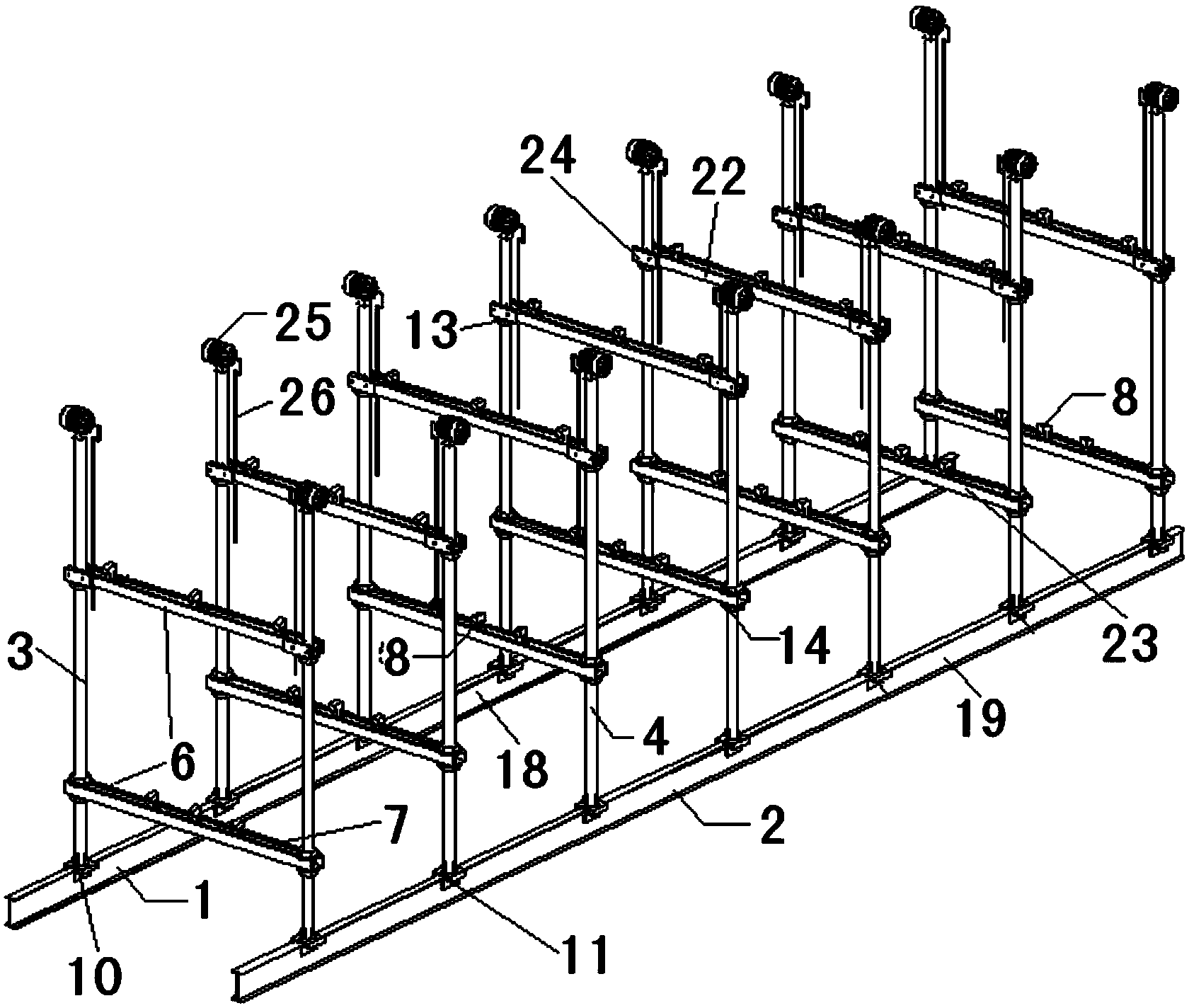 Jig frame structure for truss assembling and method for assembling truss with jig frame structure