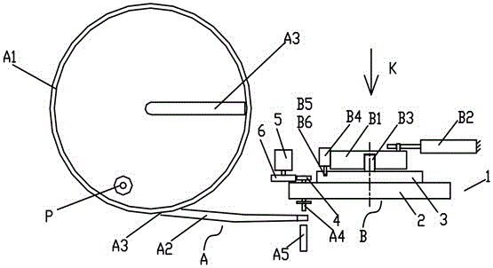 Thread seal tape roll core action device and work method thereof