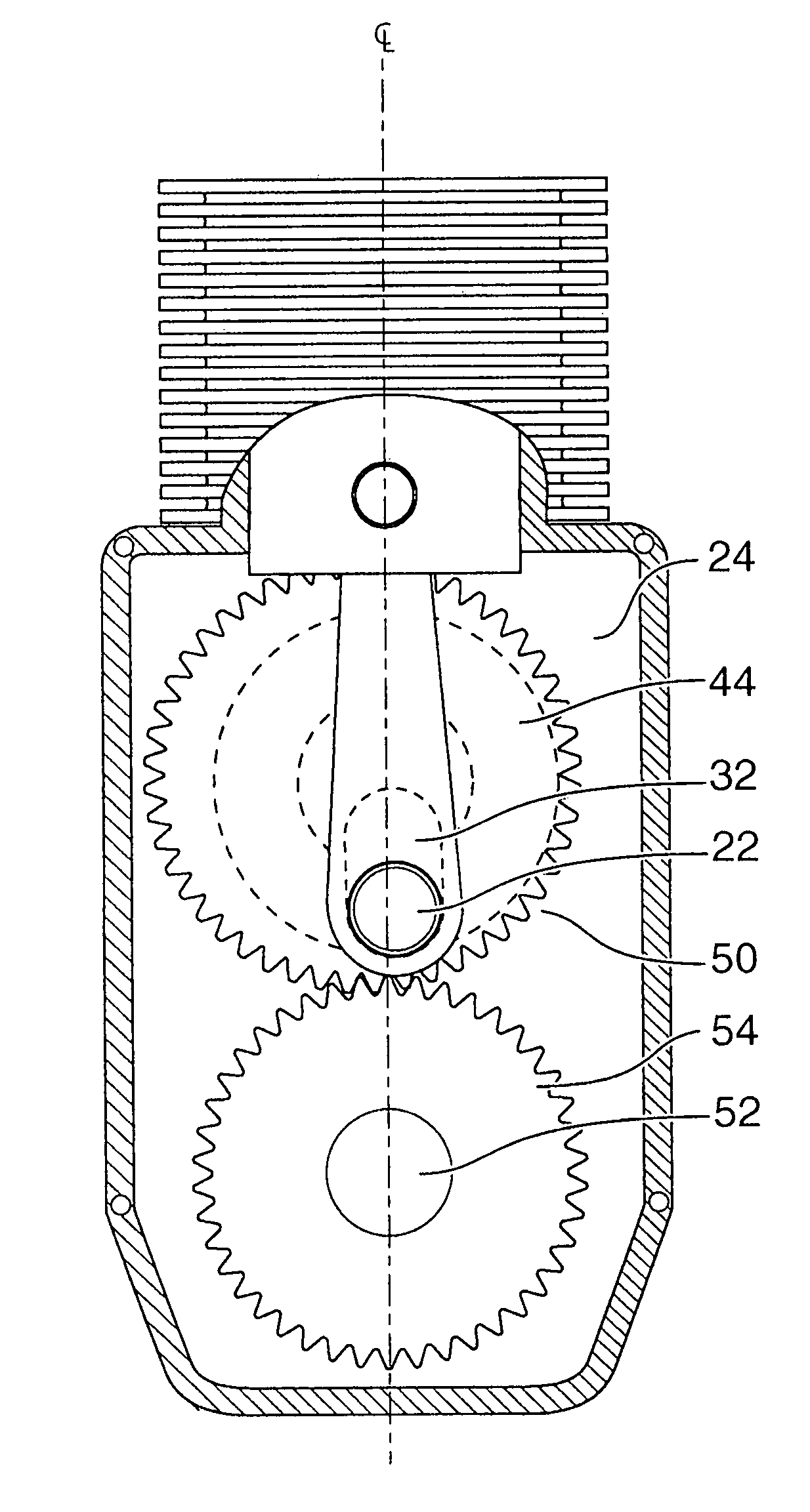 Gear crank mechanism for engine