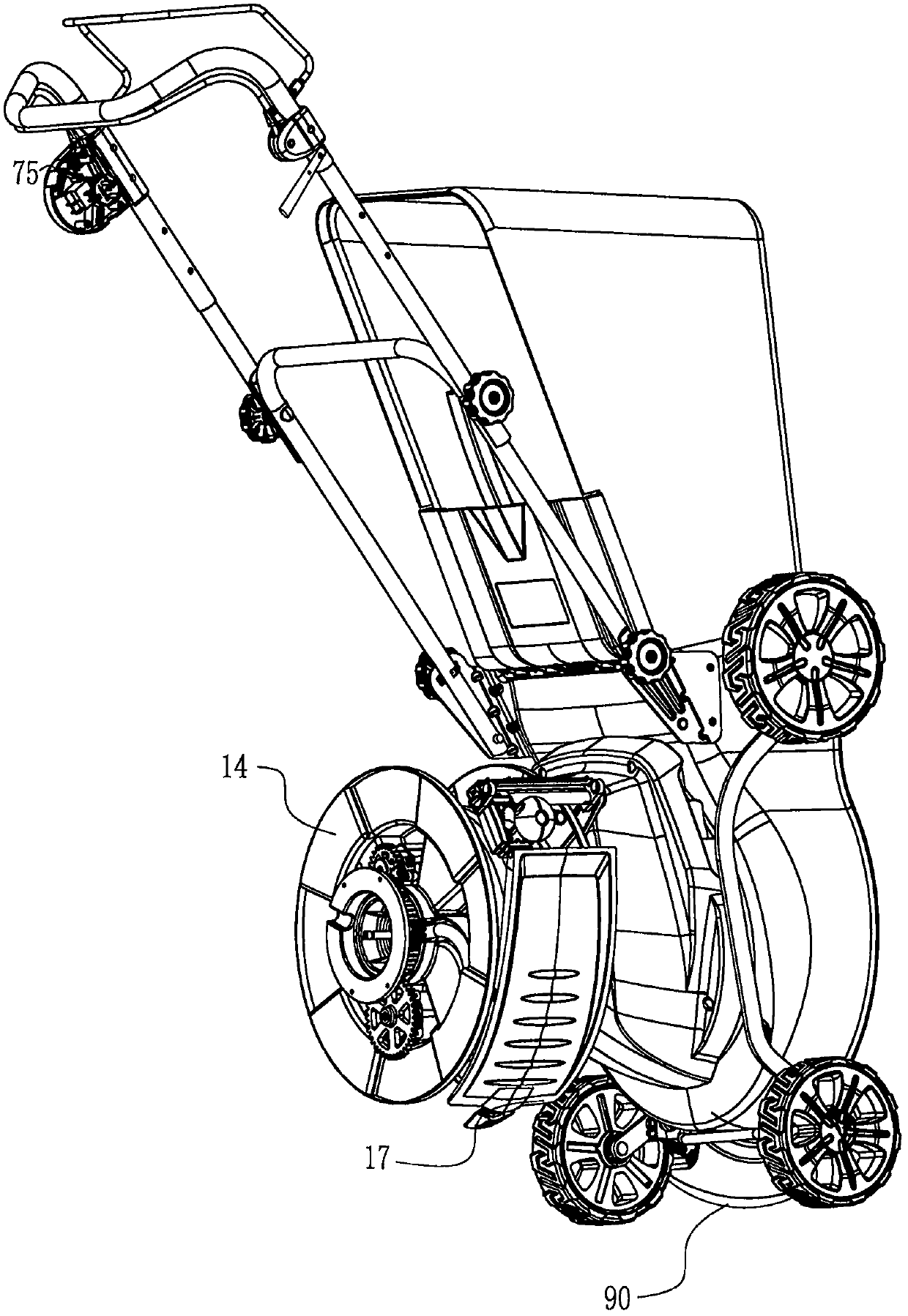 An intelligent lawn mower with front universal wheels and half-side guide grooves to expand the mowing area