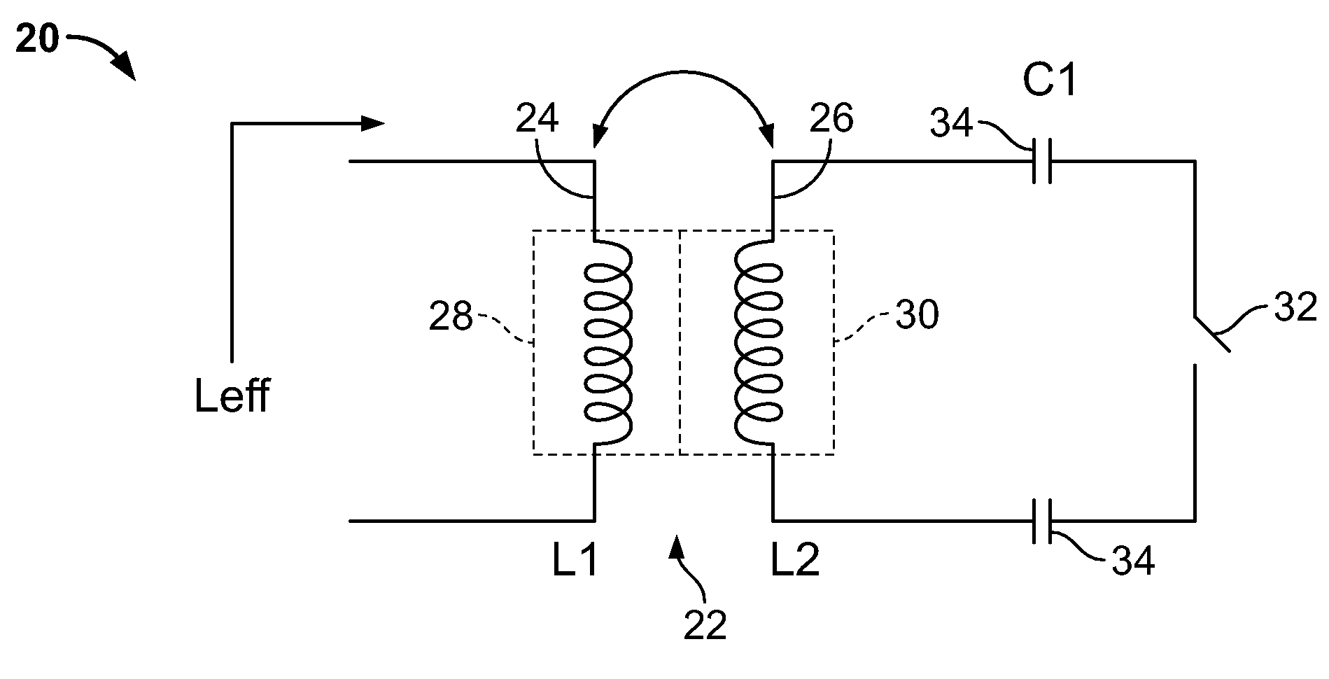 Tunable capacitively loaded transformer providing switched inductance for rf/microwave integrated circuits