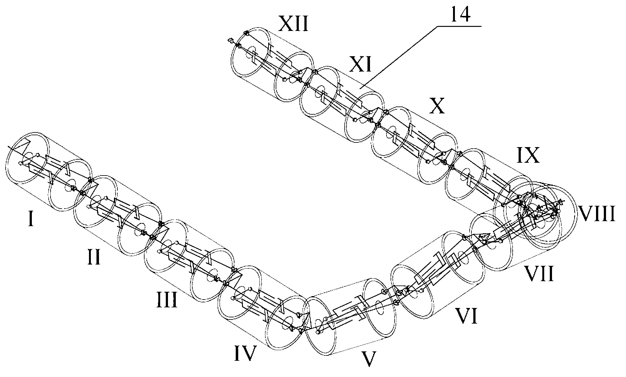 Variable rigidity parallel joint snake-shaped robot mechanism