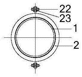 A device for suppressing pipe wall vibration and nozzle eddy current during jet flow in a water-filled pipe