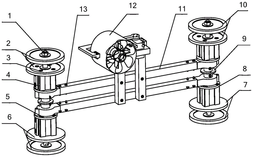 A pneumatic clamping and rotating device