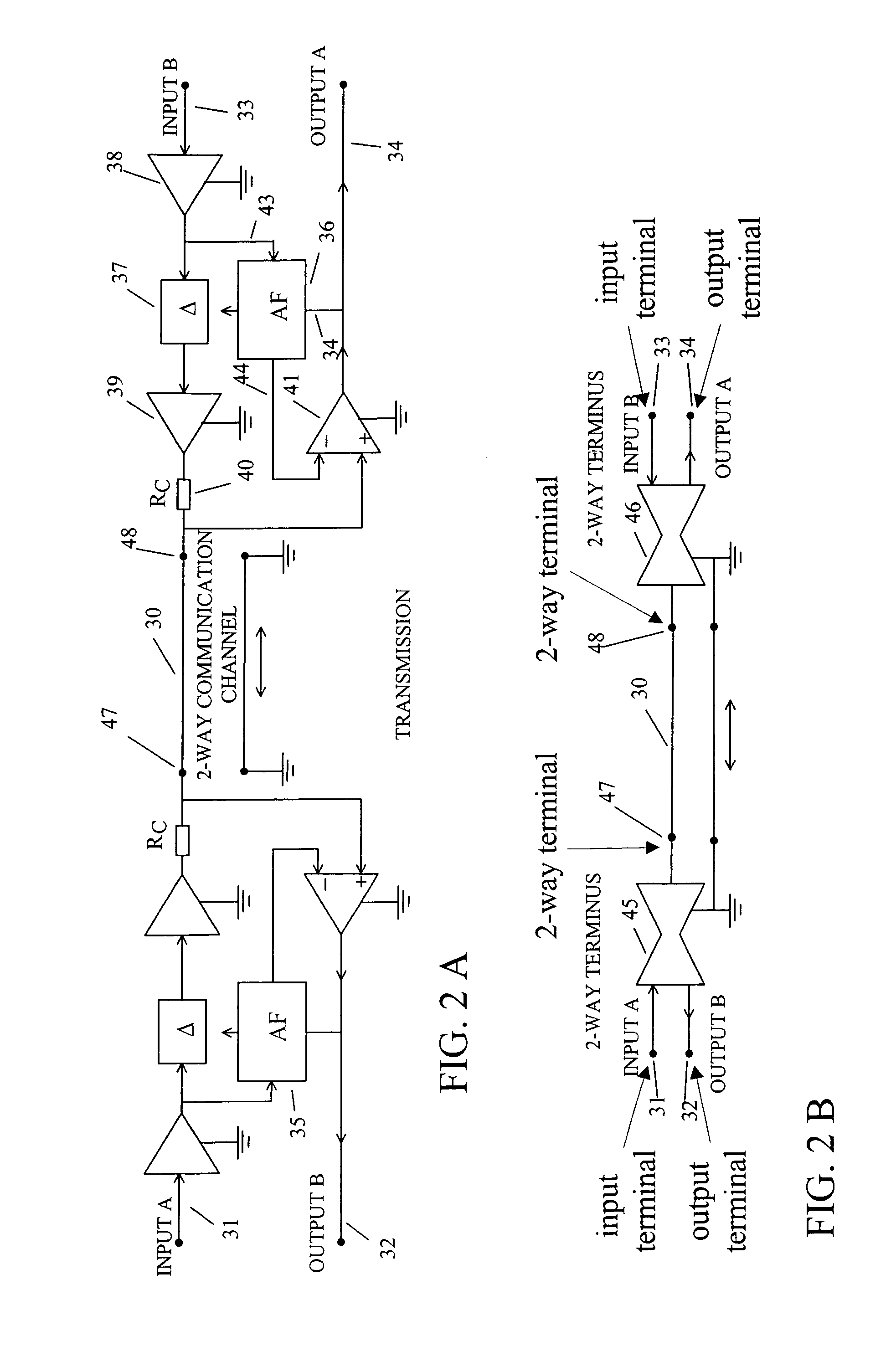 Simultaneous two-way transmission of information signals in the same frequency band