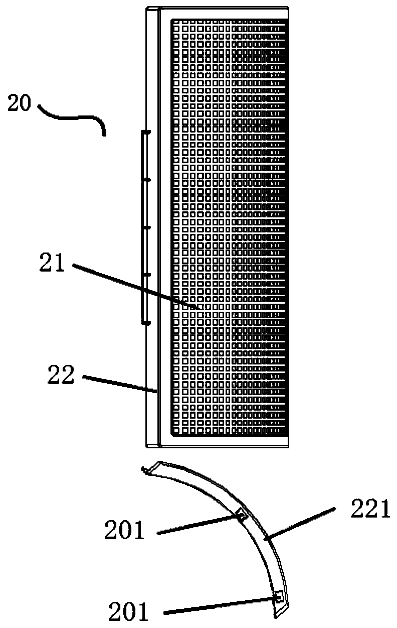 A cable rack, a purification module, an air intake grille, a purification module, and an air-conditioning device