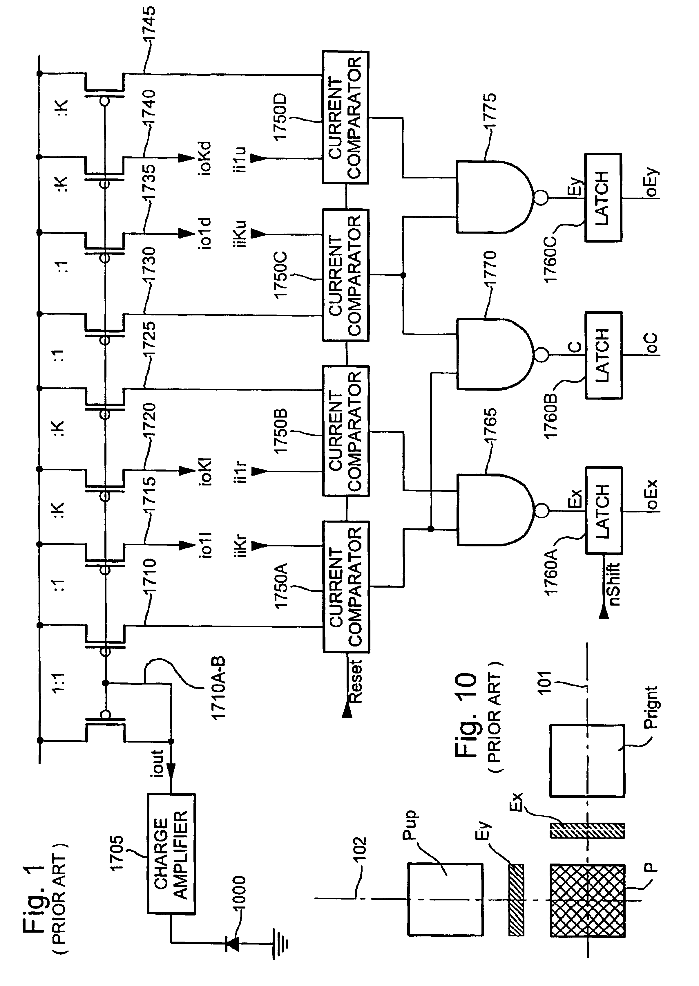 Method, sensing device and optical pointing device including a sensing device for comparing light intensity between pixels