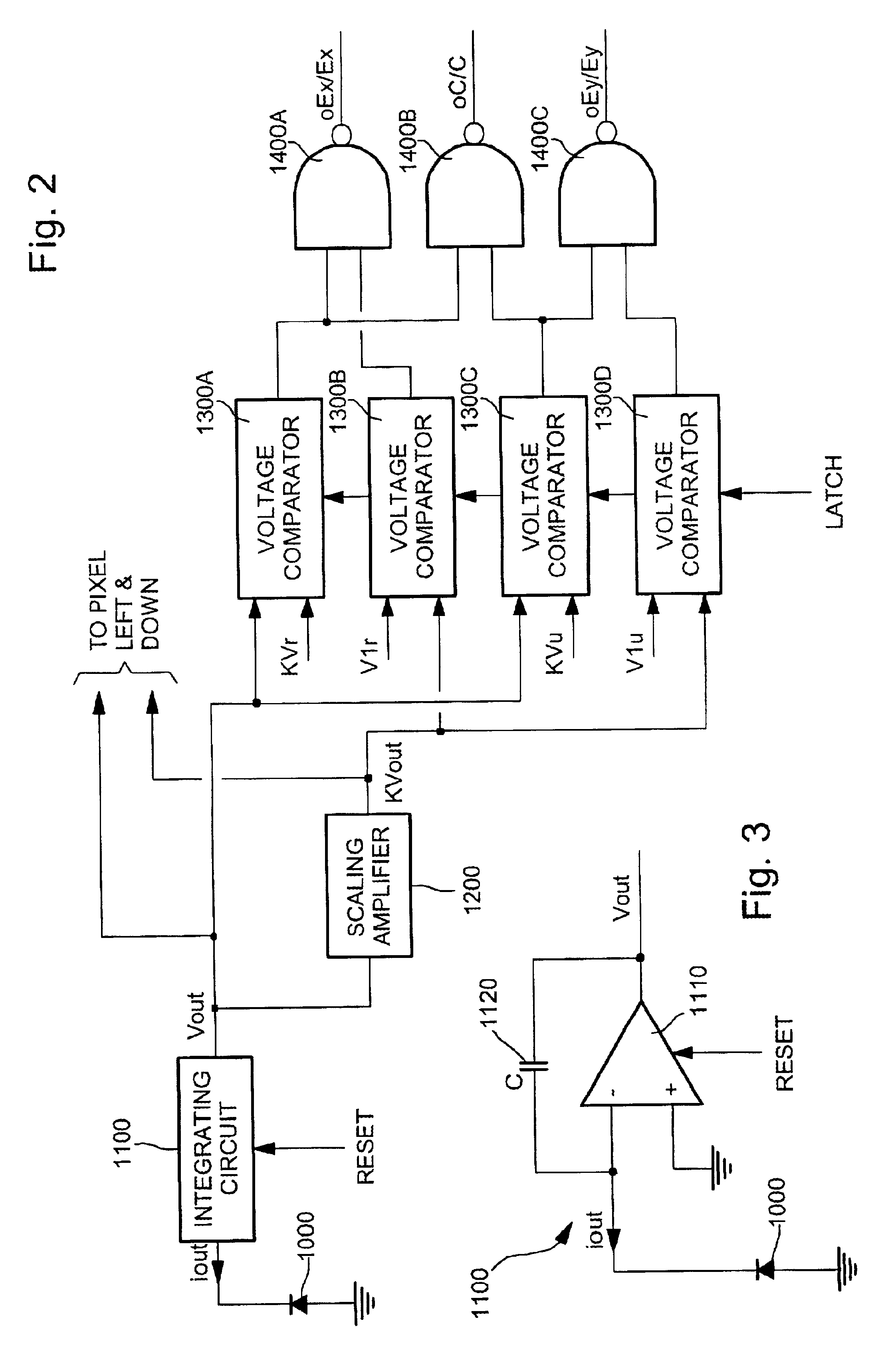 Method, sensing device and optical pointing device including a sensing device for comparing light intensity between pixels