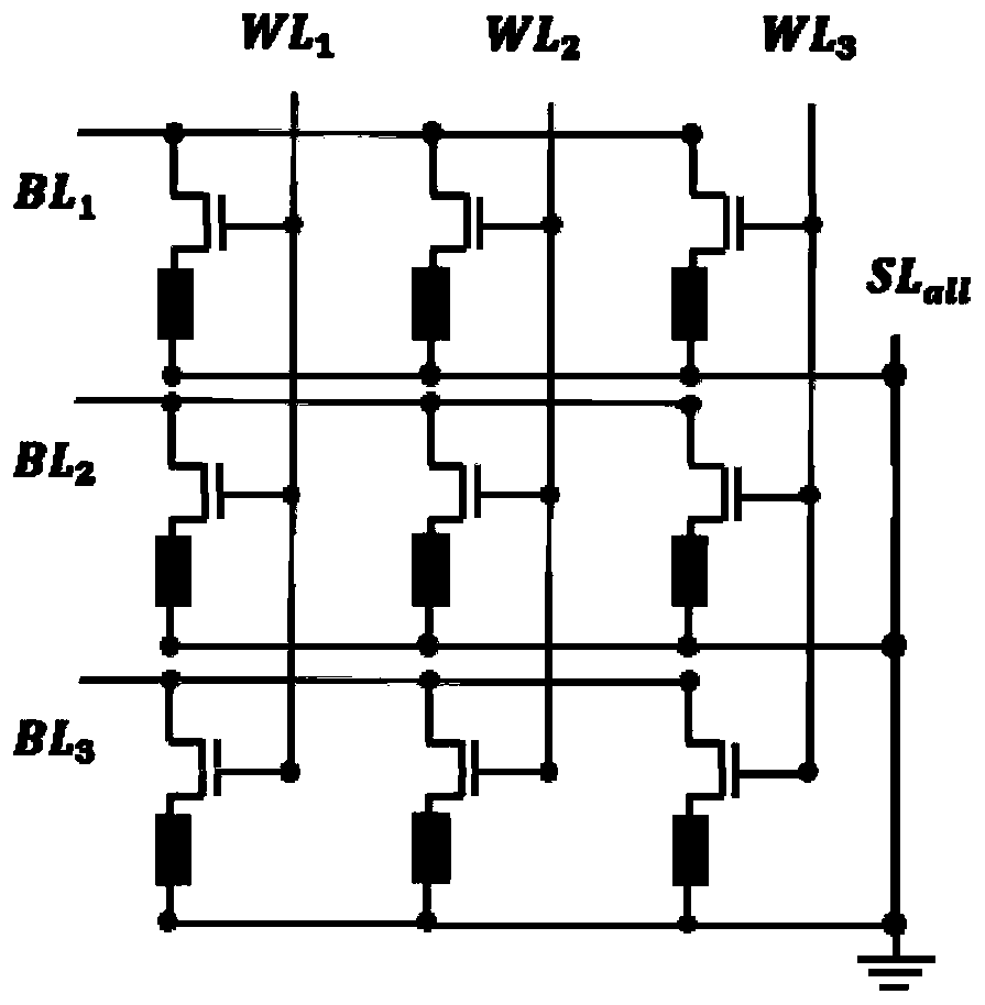 Fast write-in method of single-tube single-resistance random access memory array