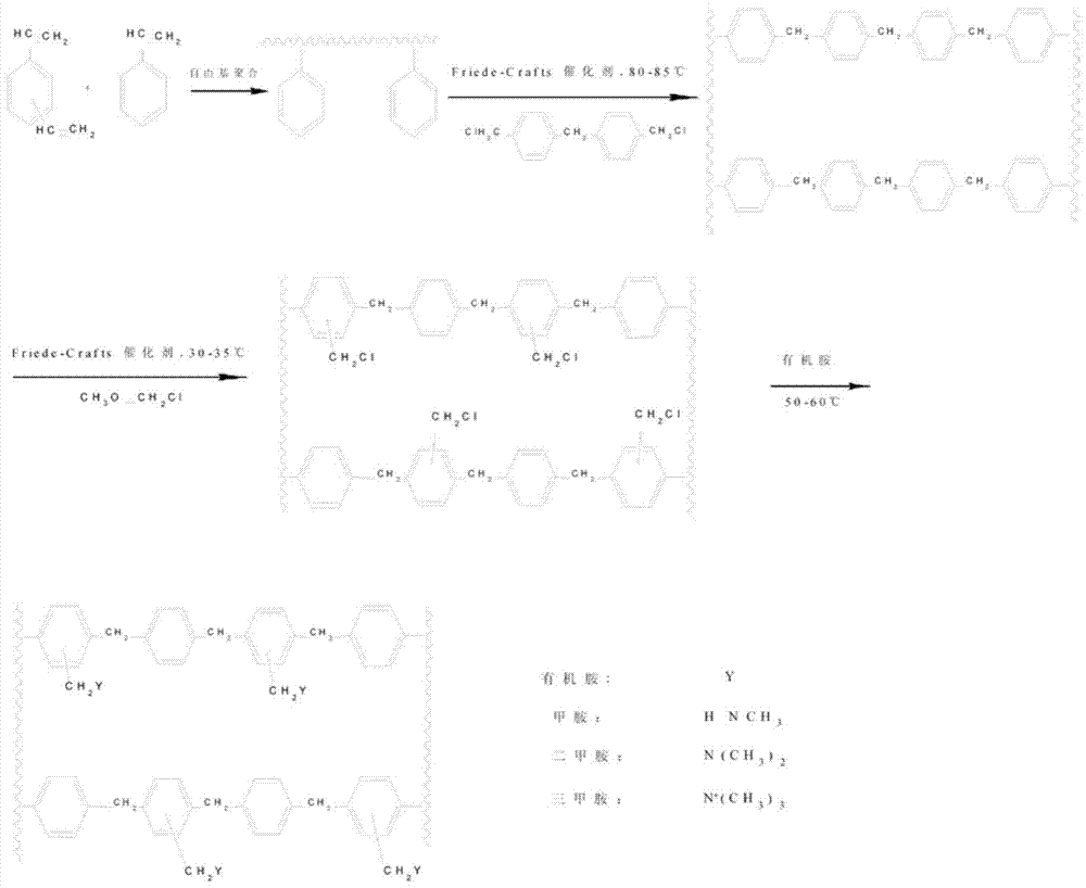 A kind of aminated high specific surface area polystyrene resin and its preparation method and application