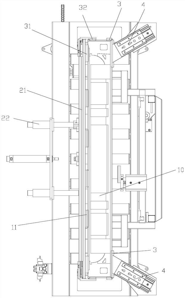 Casing box guiding device of television packaging machine