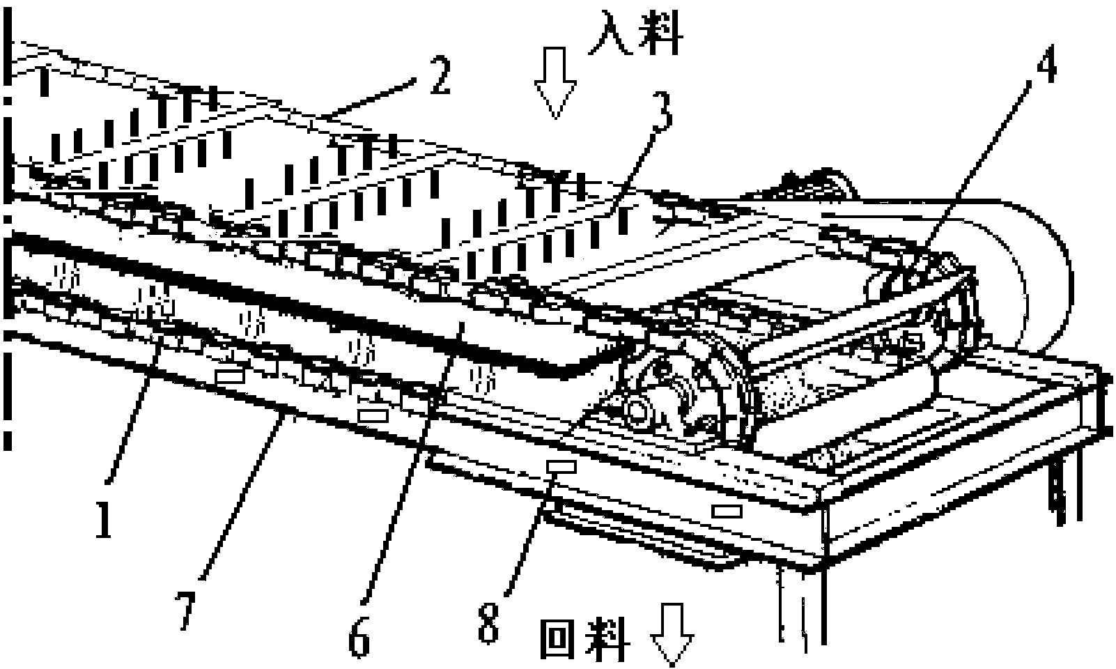 Rake-toothed biomass material conveying device