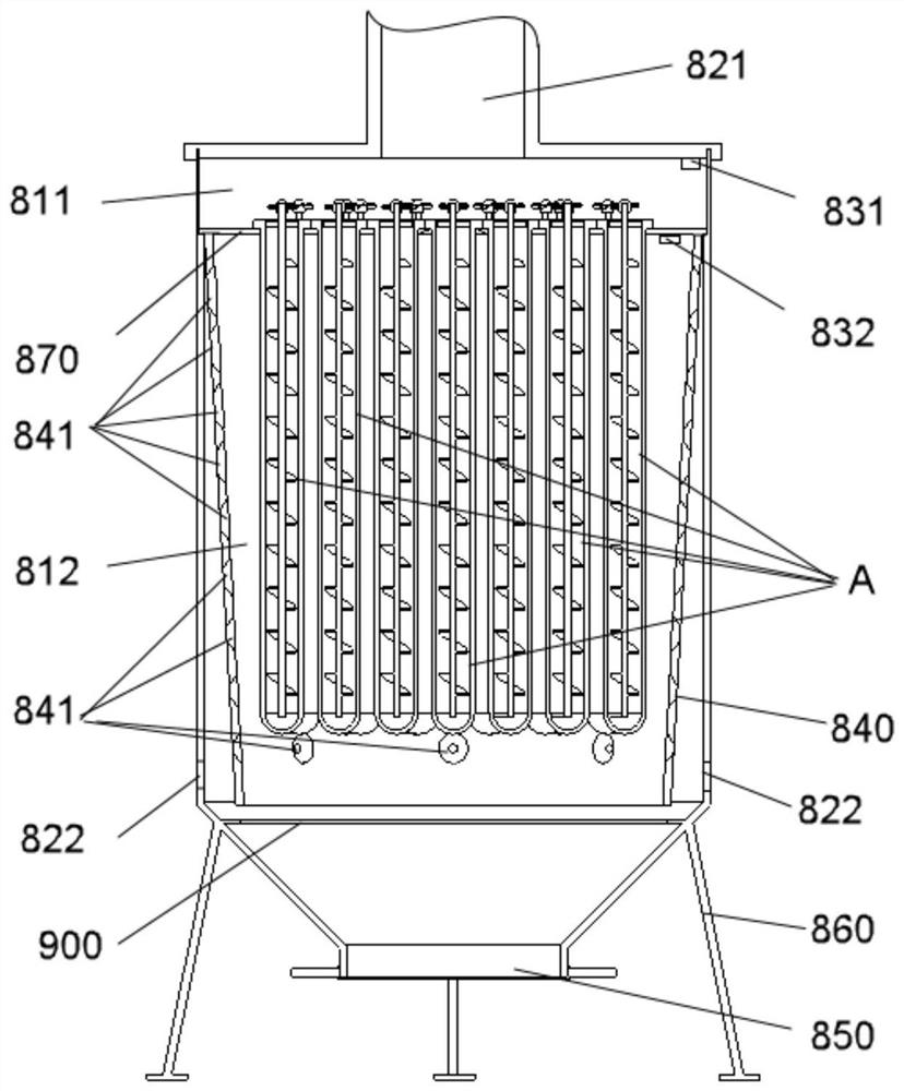 A dust removal device and high-temperature waste gas treatment equipment