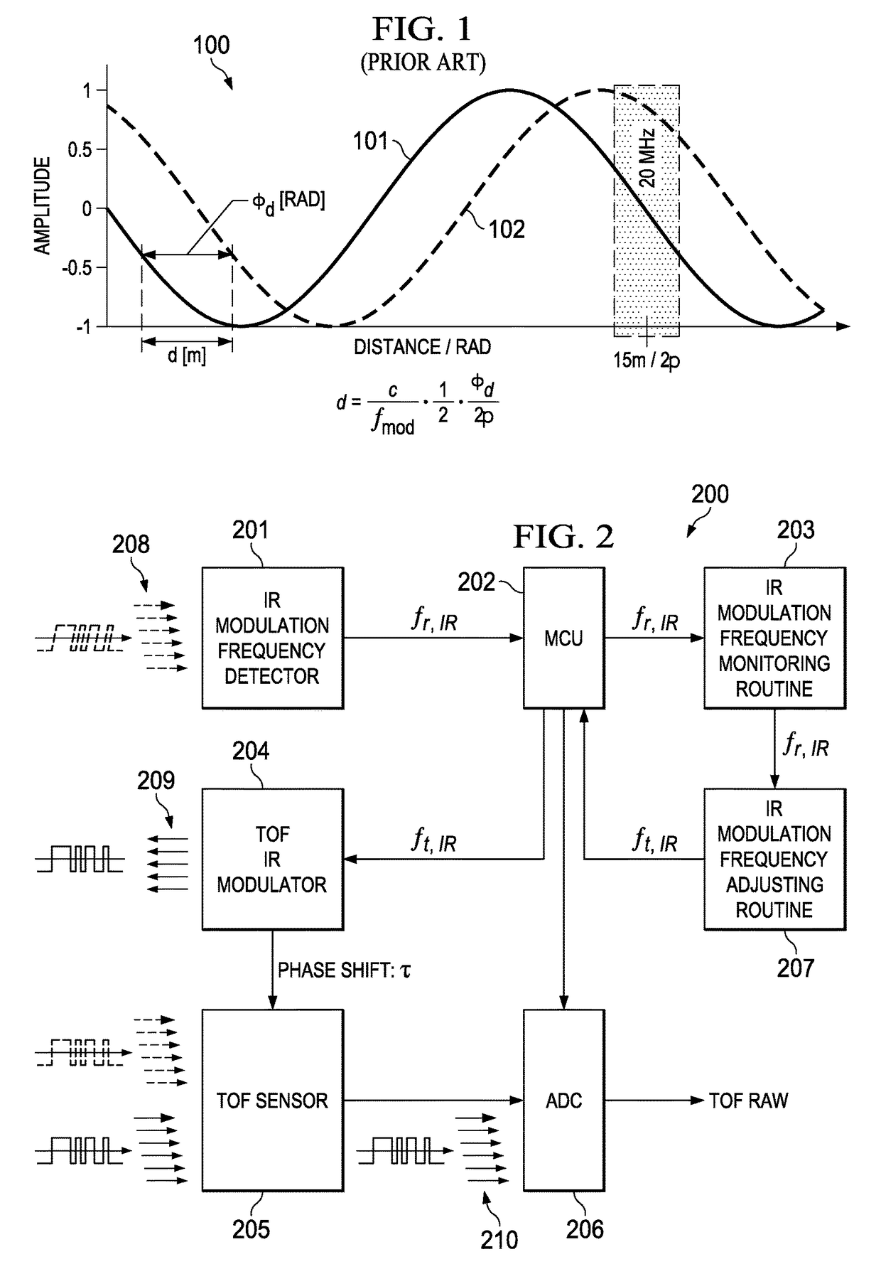 Method for time of flight modulation frequency detection and illumination modulation frequency adjustment