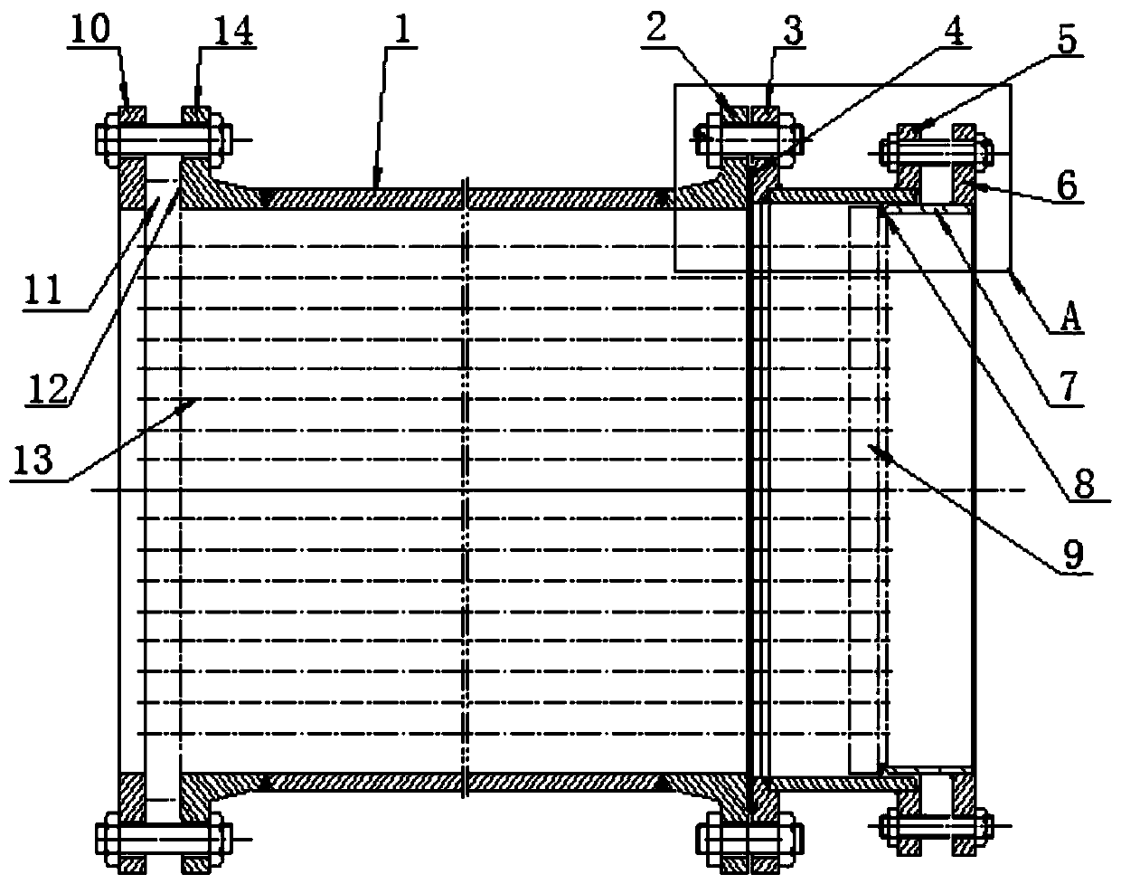 Floating head type heat exchanger pipe bundle shell side pressure test tool