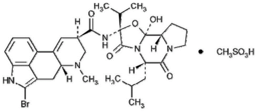 Method for preparing bromocriptine mesylate tablets by virtue of novel production process and application of method