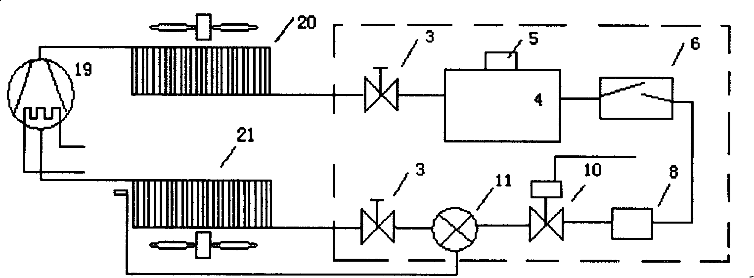 Common part afflux assembly of refrigerating device