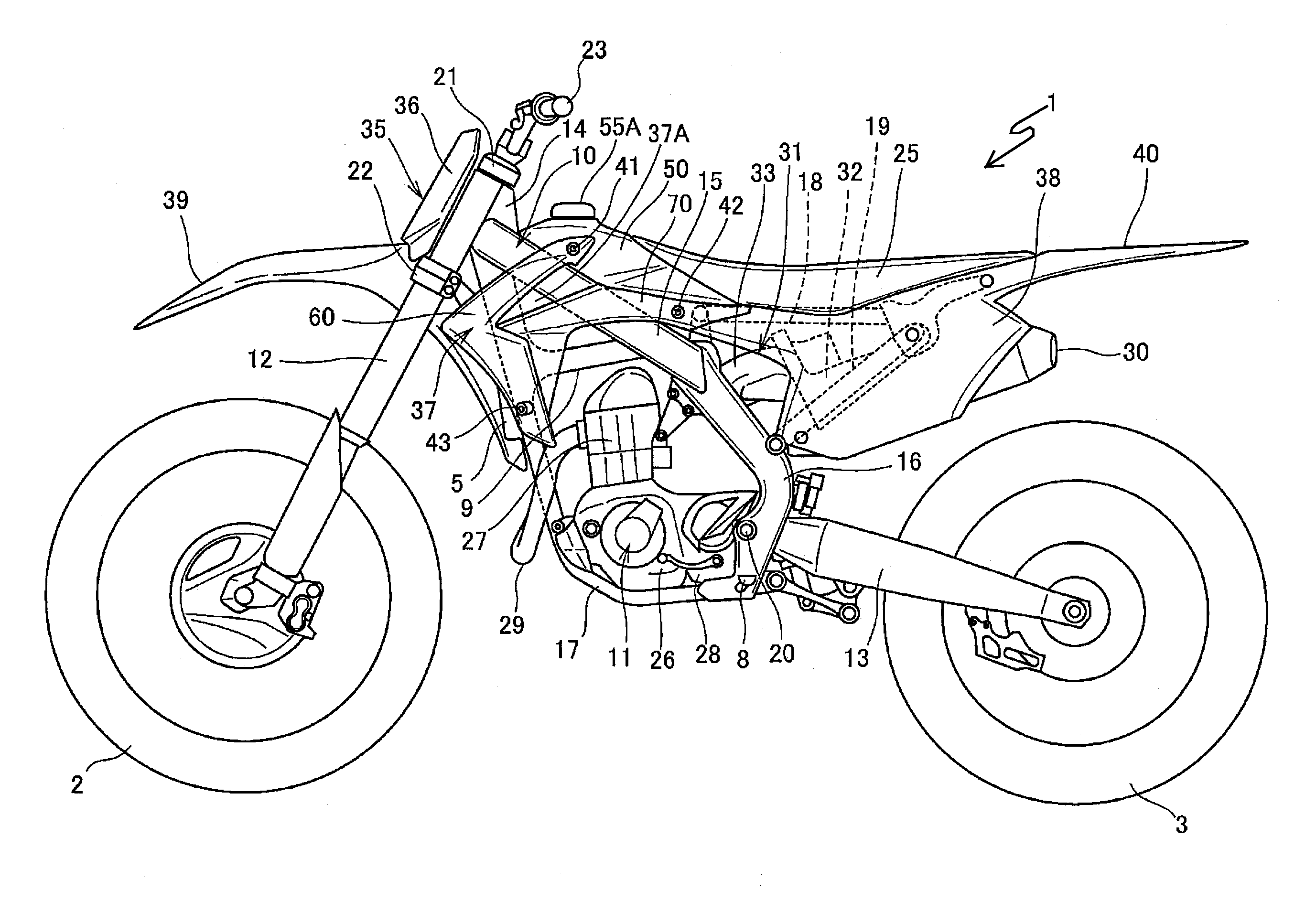 Exterior shroud member for a saddle-type vehicle, and vehicle incorporating the same