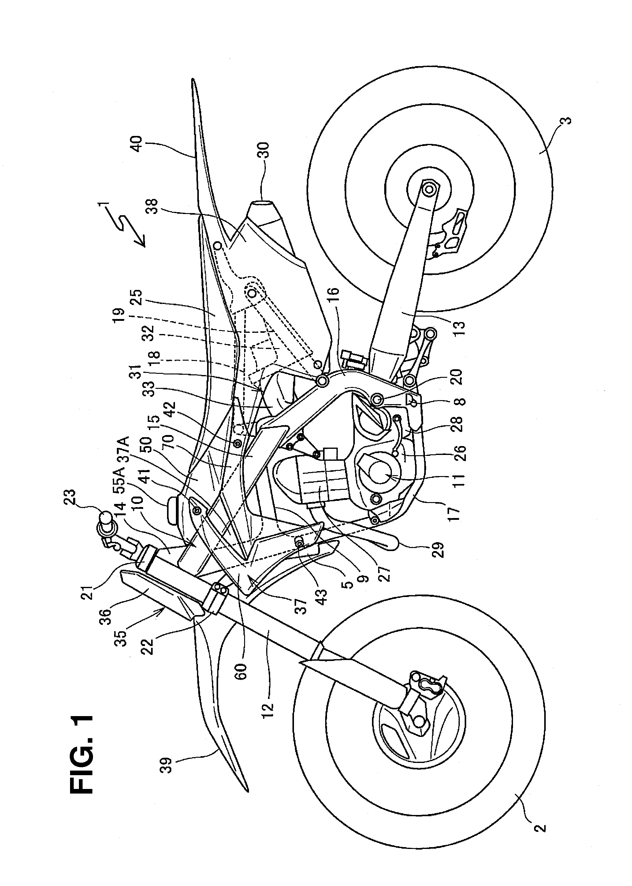 Exterior shroud member for a saddle-type vehicle, and vehicle incorporating the same