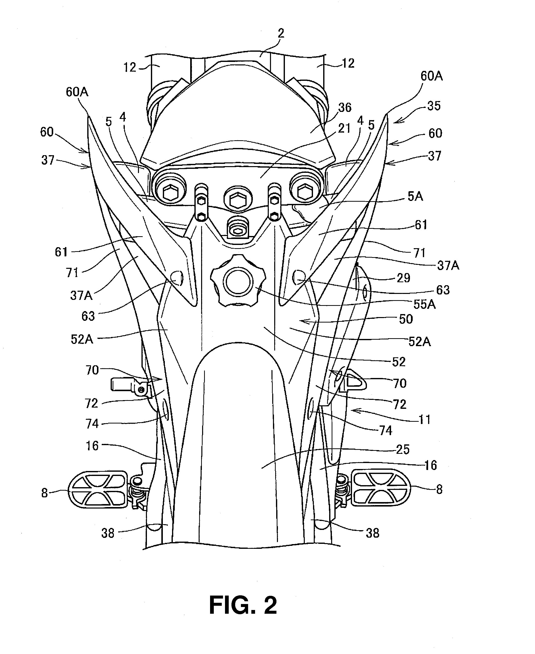 Exterior shroud member for a saddle-type vehicle, and vehicle incorporating the same