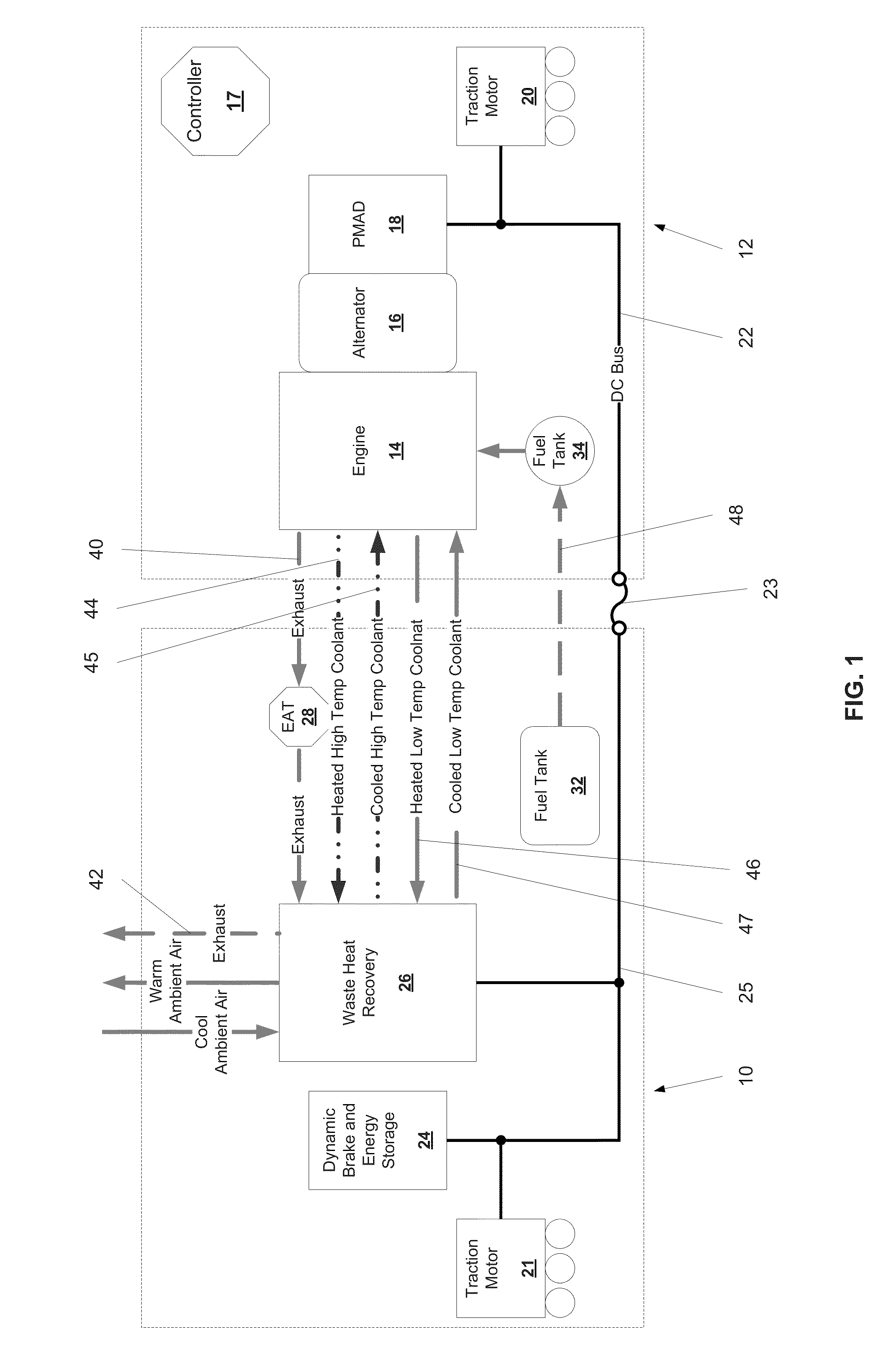 Mobile diesel power system with separated engine and exhaust