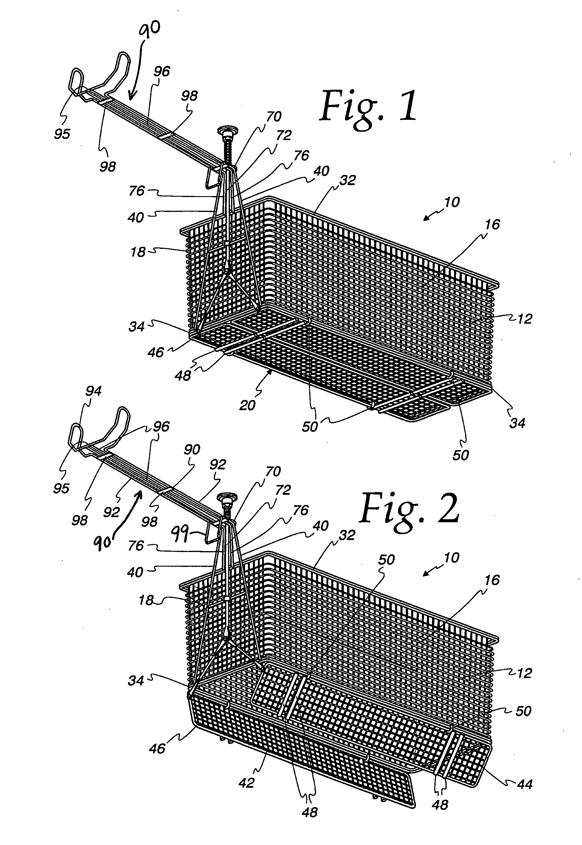 Fry basket for processing of bulk food items and method