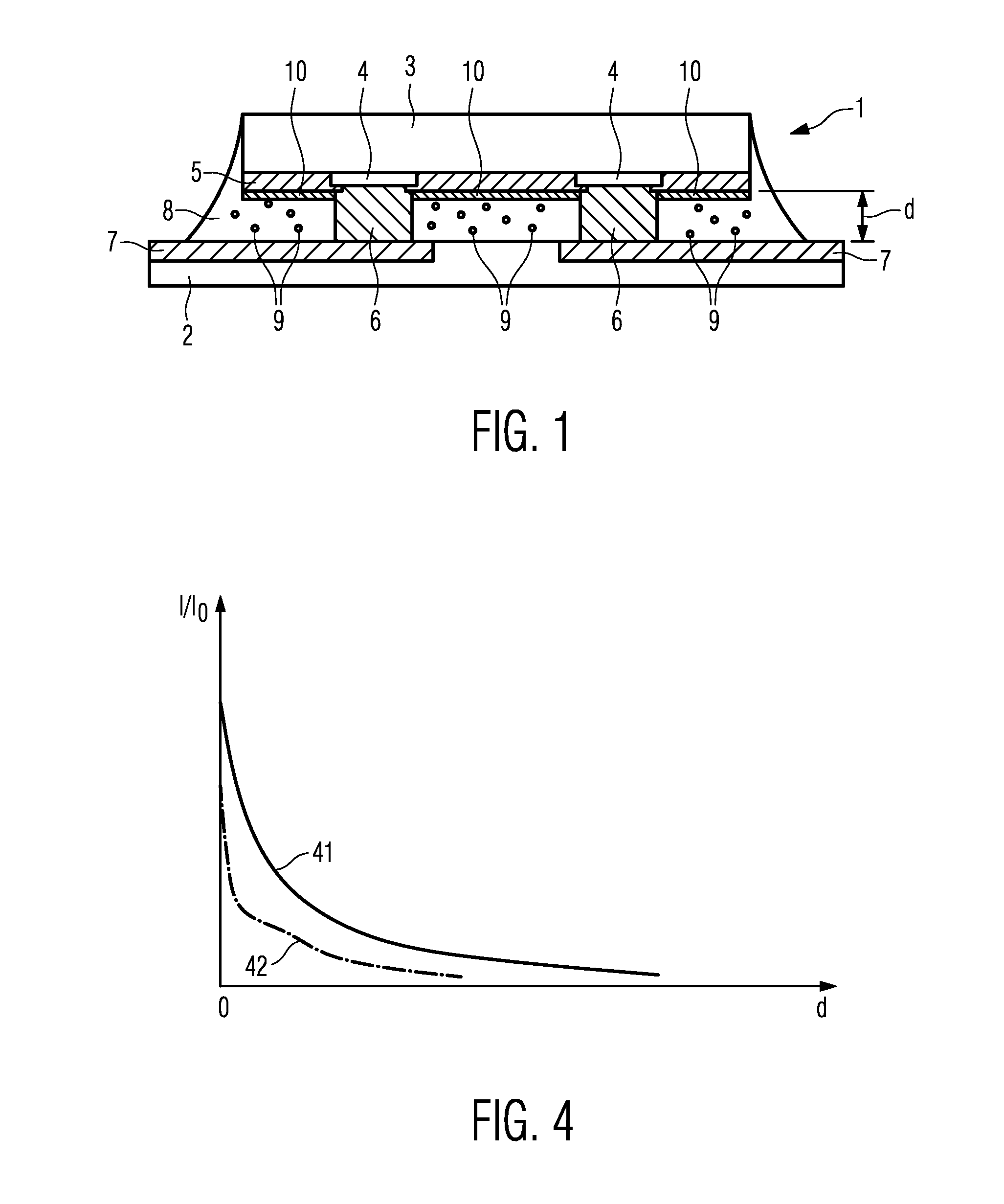 Method of and device for determining and controlling the distance between an integrated circuit and a substrate
