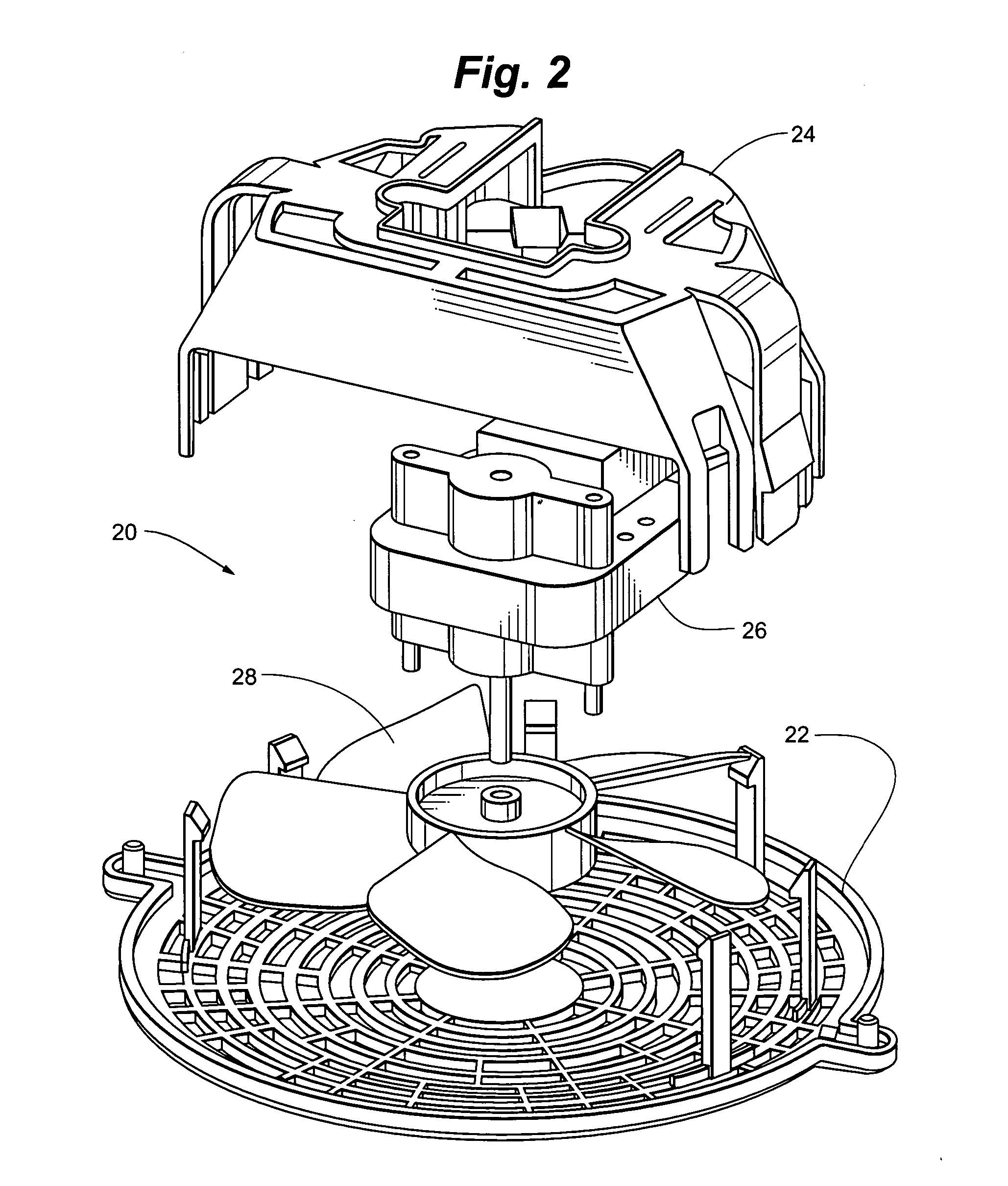Unitary fan-motor grill assembly