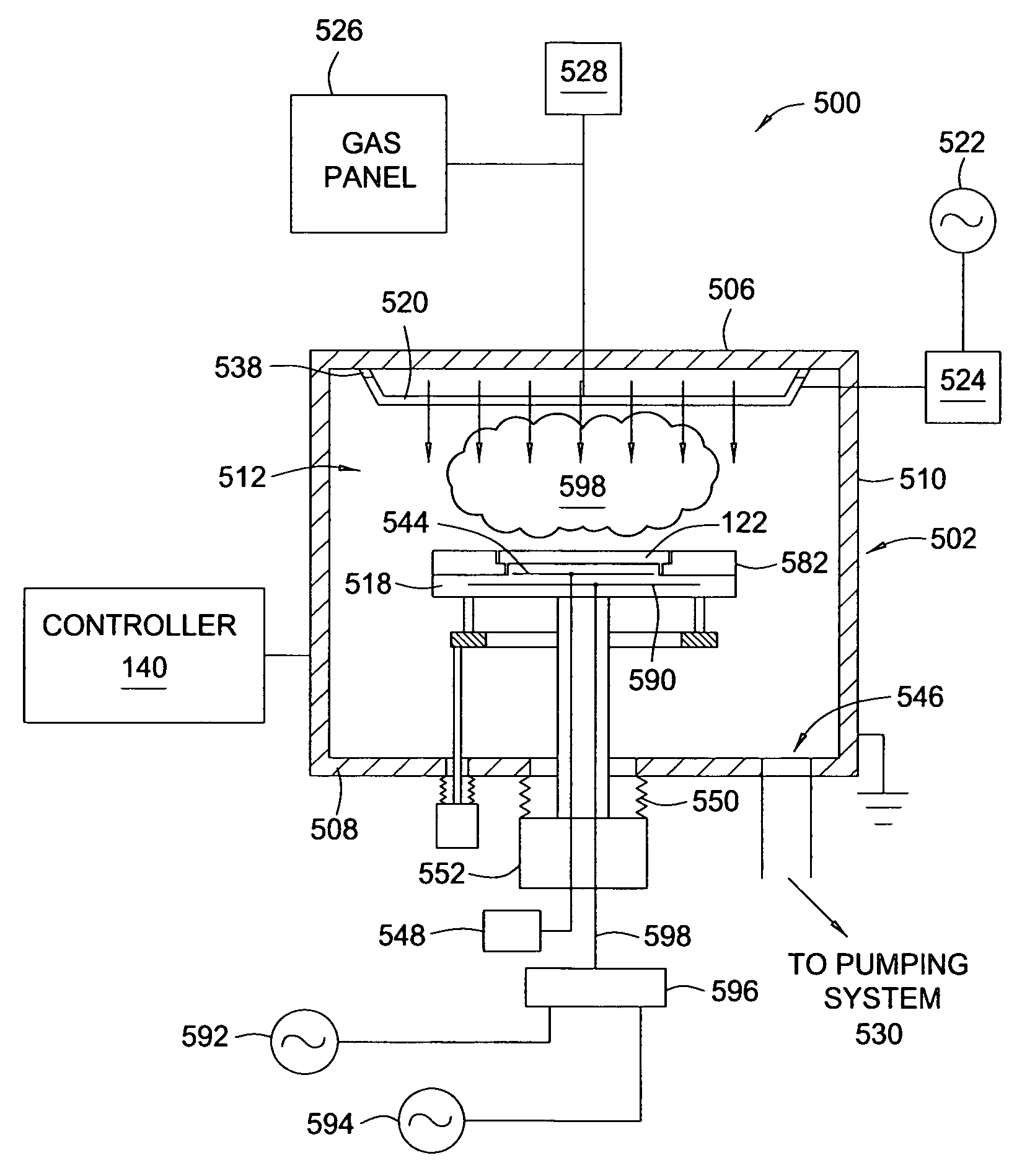Chemical vapor deposition chamber with dual frequency bias and method for manufacturing a photomask using the same