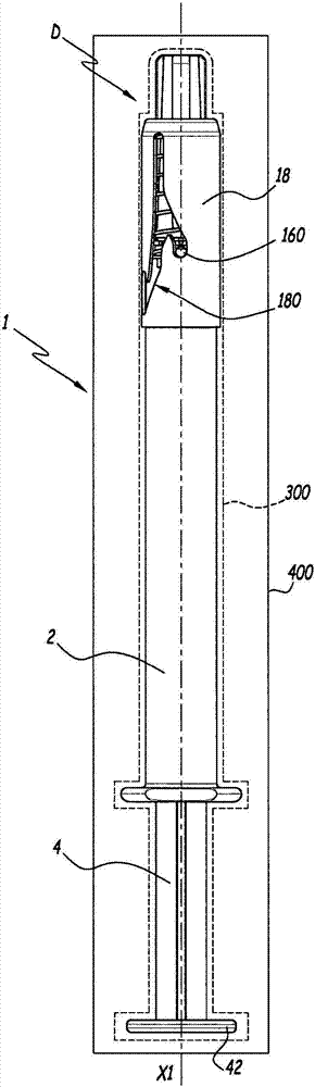 Device for protecting a needle, syringe provided with such a device, and method for producing pre-filled cemented needle syringes