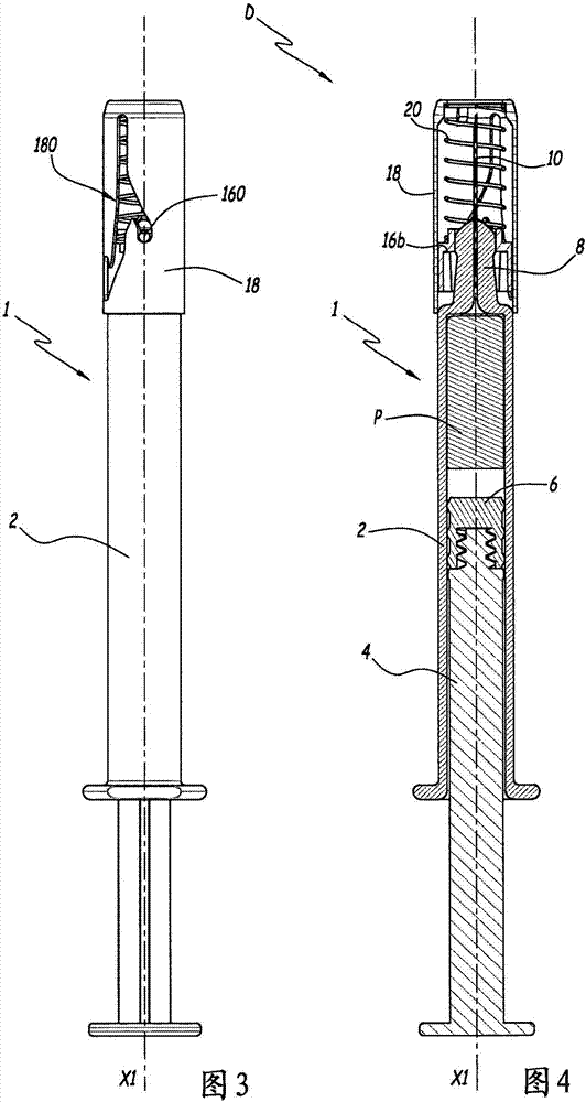 Device for protecting a needle, syringe provided with such a device, and method for producing pre-filled cemented needle syringes