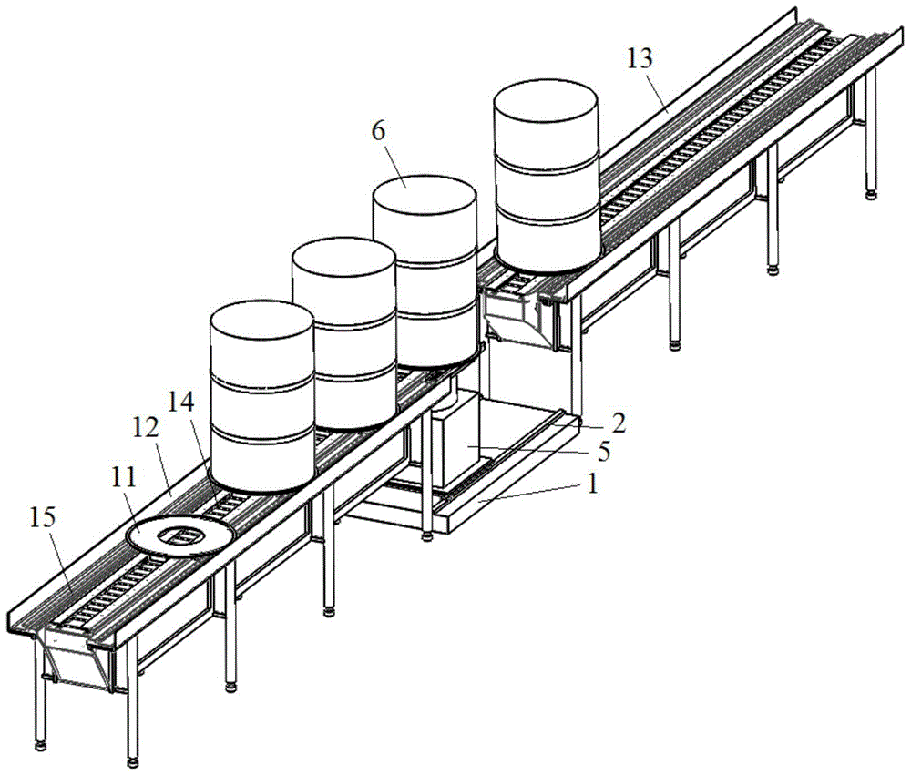Batch conveying and measuring device for radioactive waste barrels