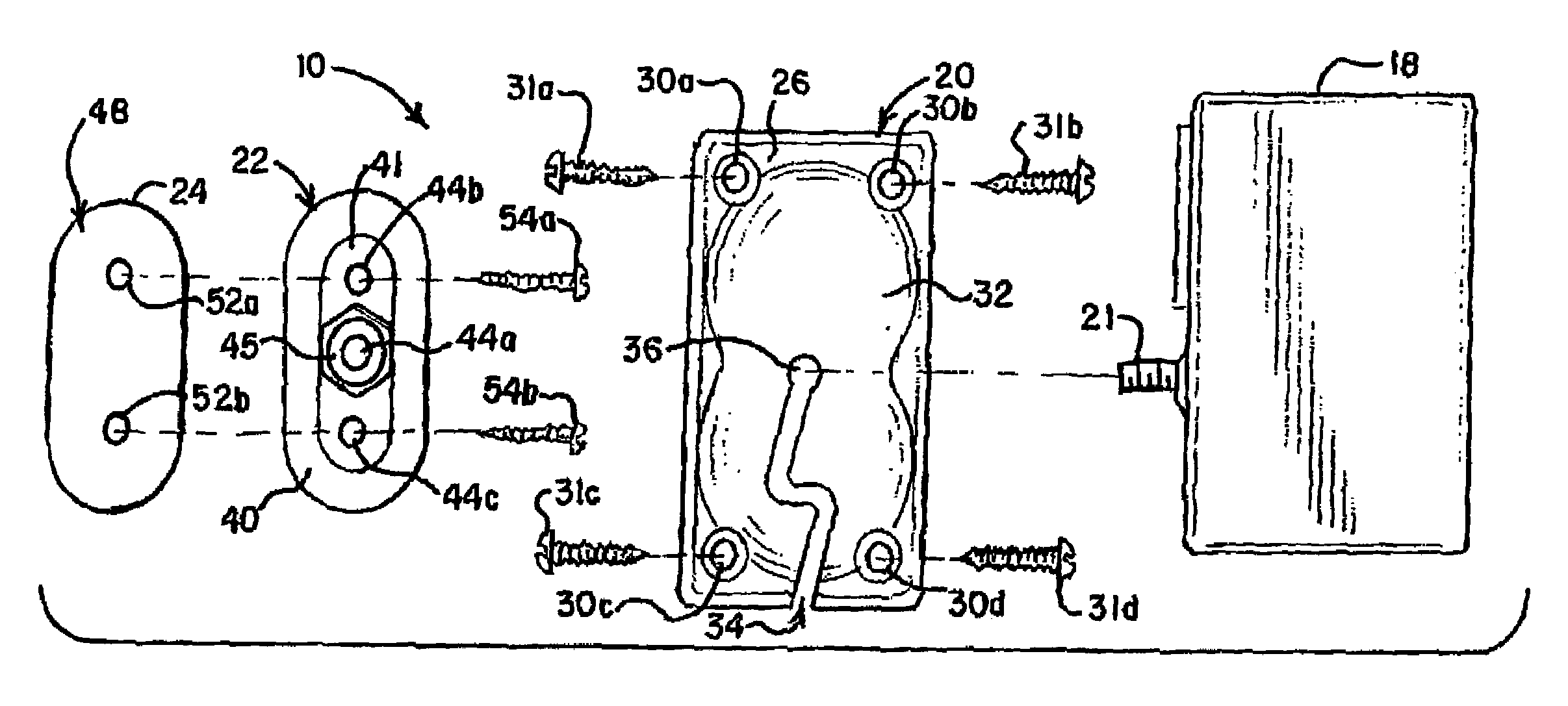 System and method for securing and/or for aligning a device