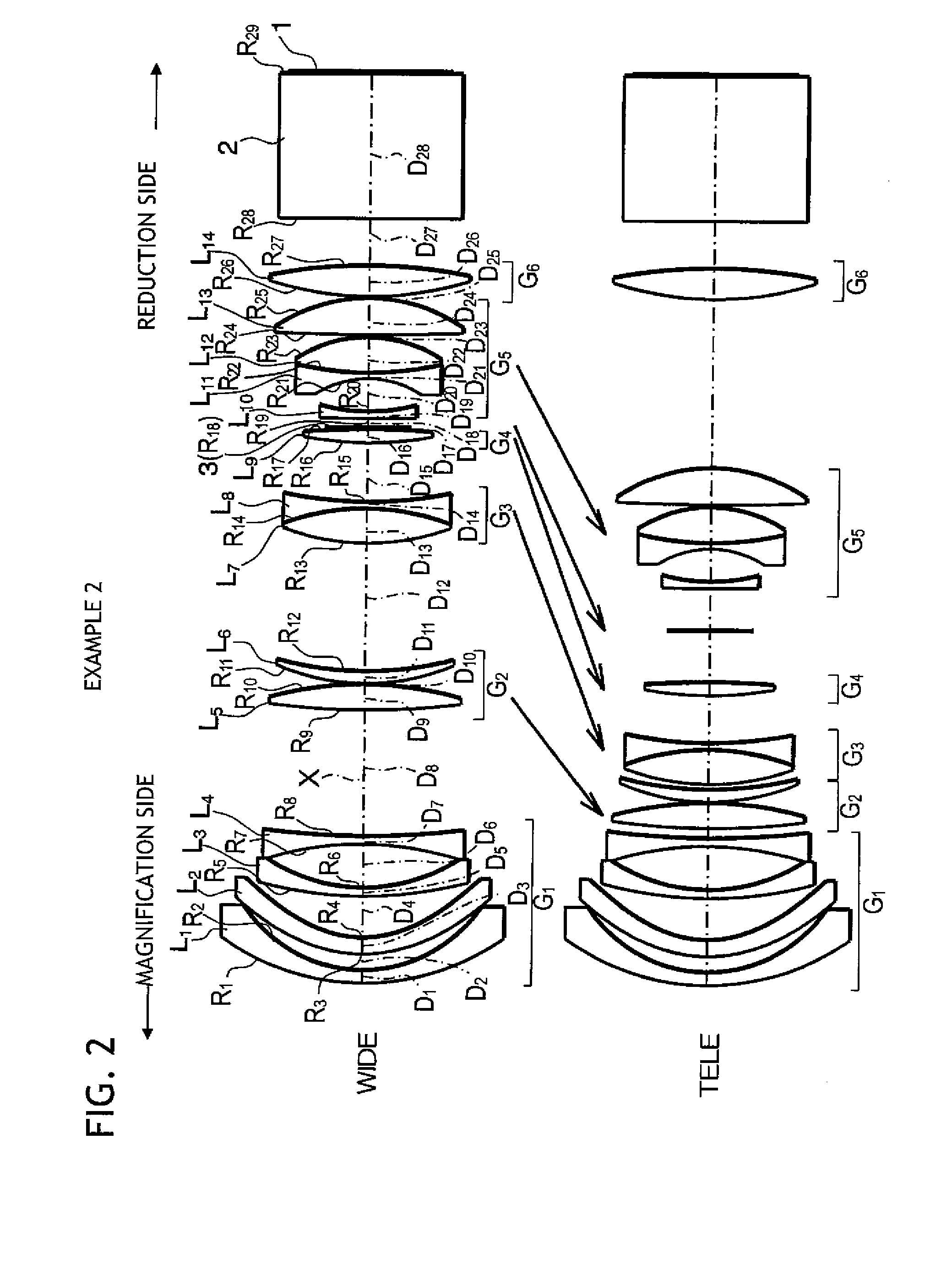 Projecting zoom lens and projection display device