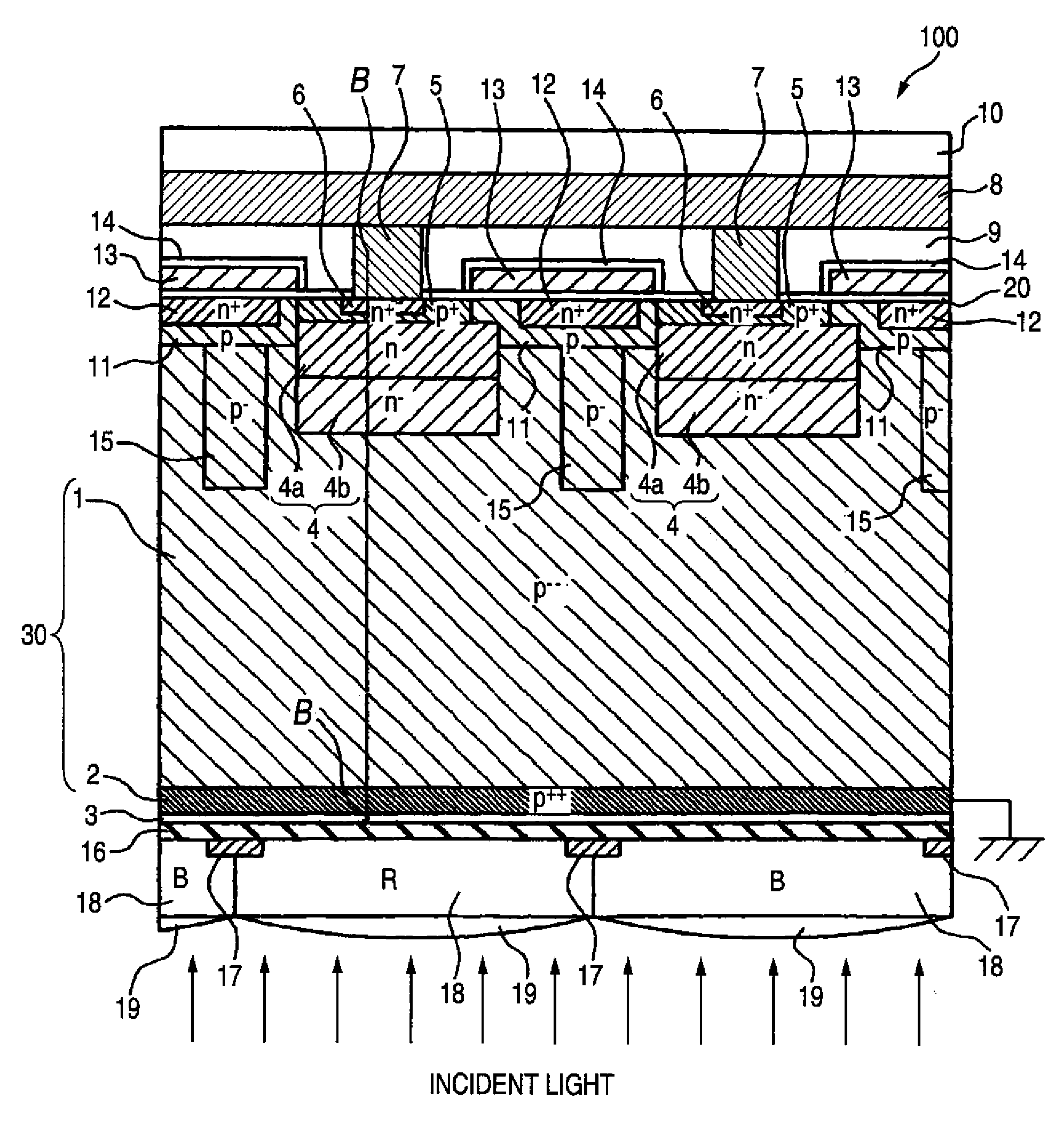 Backside illuminated imaging device, semiconductor substrate, imaging apparatus and method for manufacturing backside illuminated imaging device