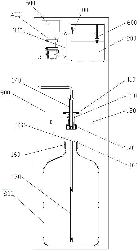 Water bottle connection device for bottom-mounted water dispenser and bottom-mounted water dispenser